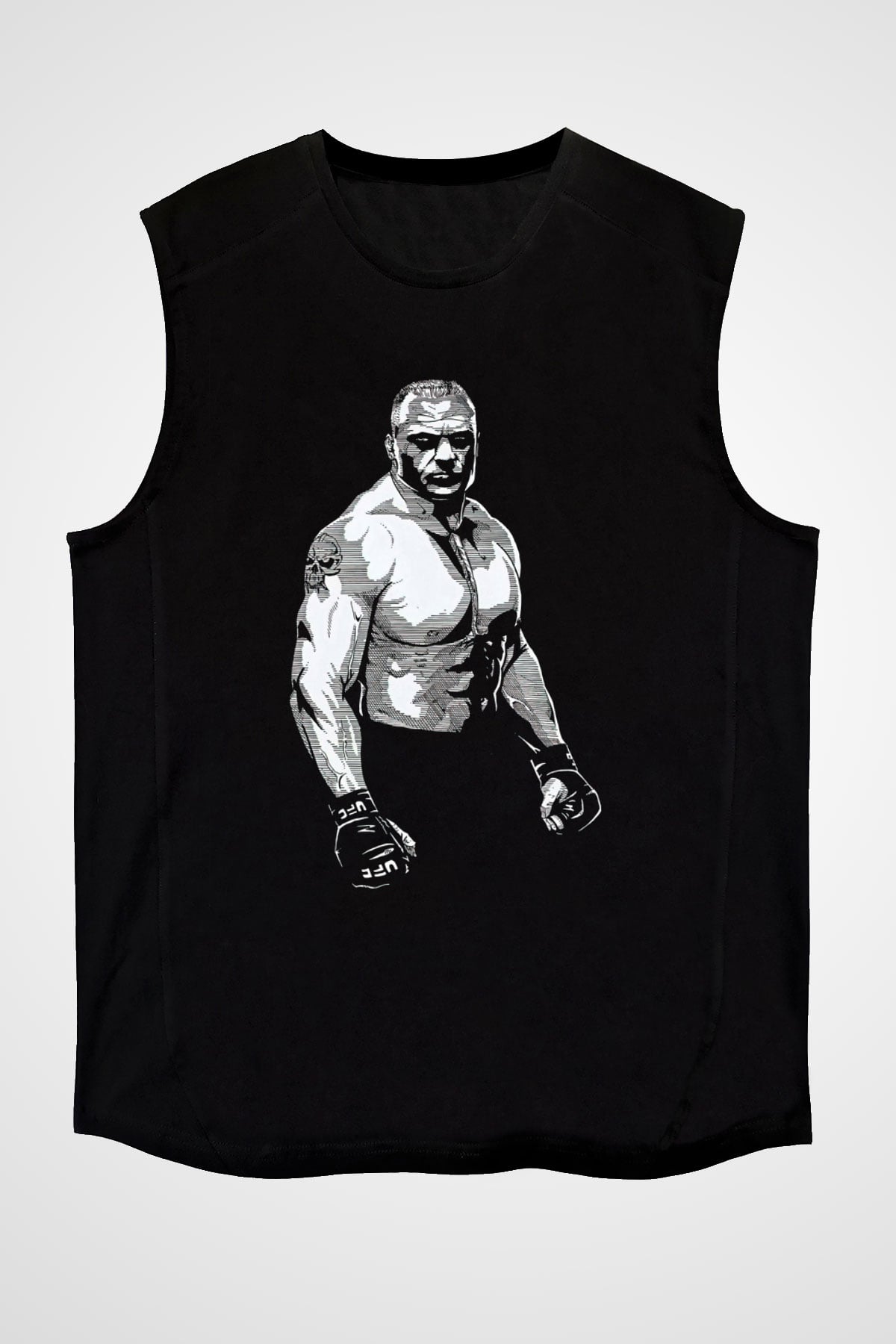 Brock Lesnar Baskılı Unisex Siyah Kolsuz Tişört - Tshirt