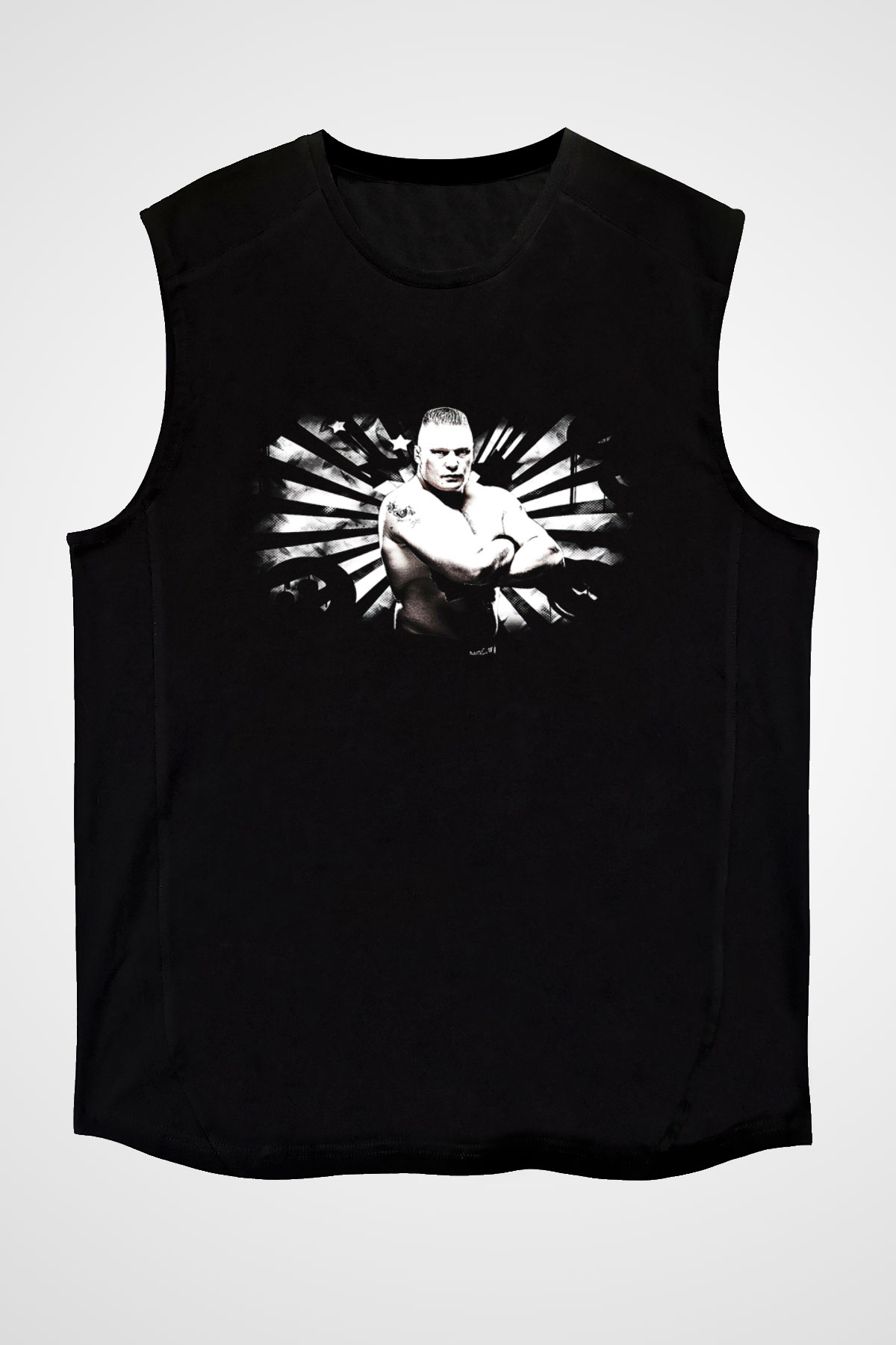 Brock Lesnar Baskılı Unisex Siyah Kolsuz Tişört - Tshirt
