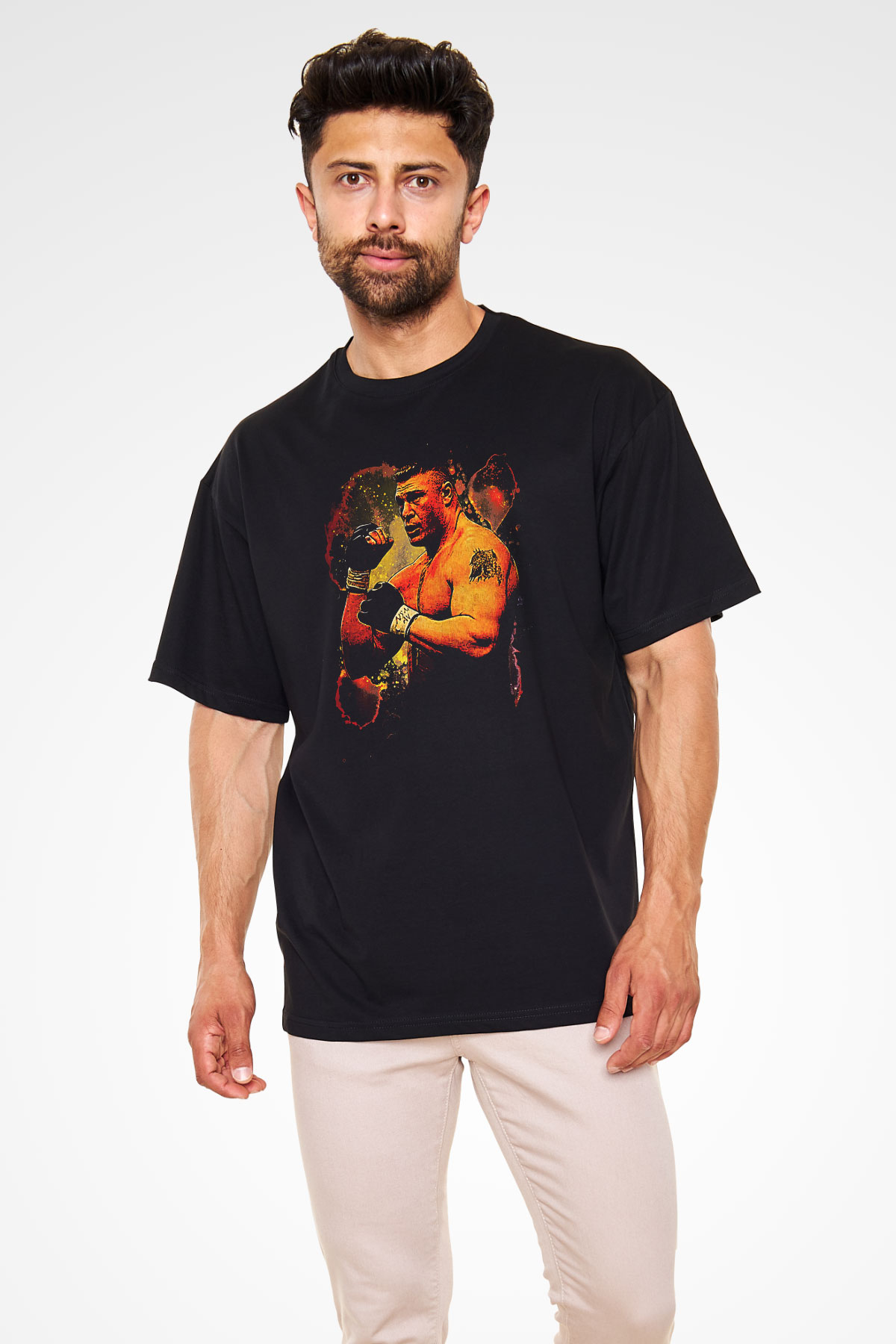 Brock Lesnar Baskılı Unisex Siyah Oversize Tişört - Tshirt