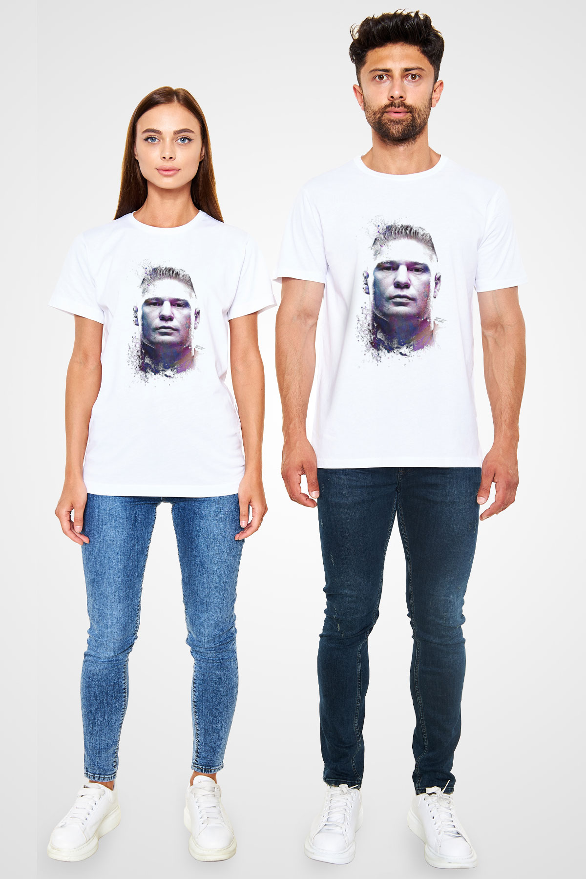 Brock Lesnar Unisex Baskılı Beyaz Tişört - Tshirt