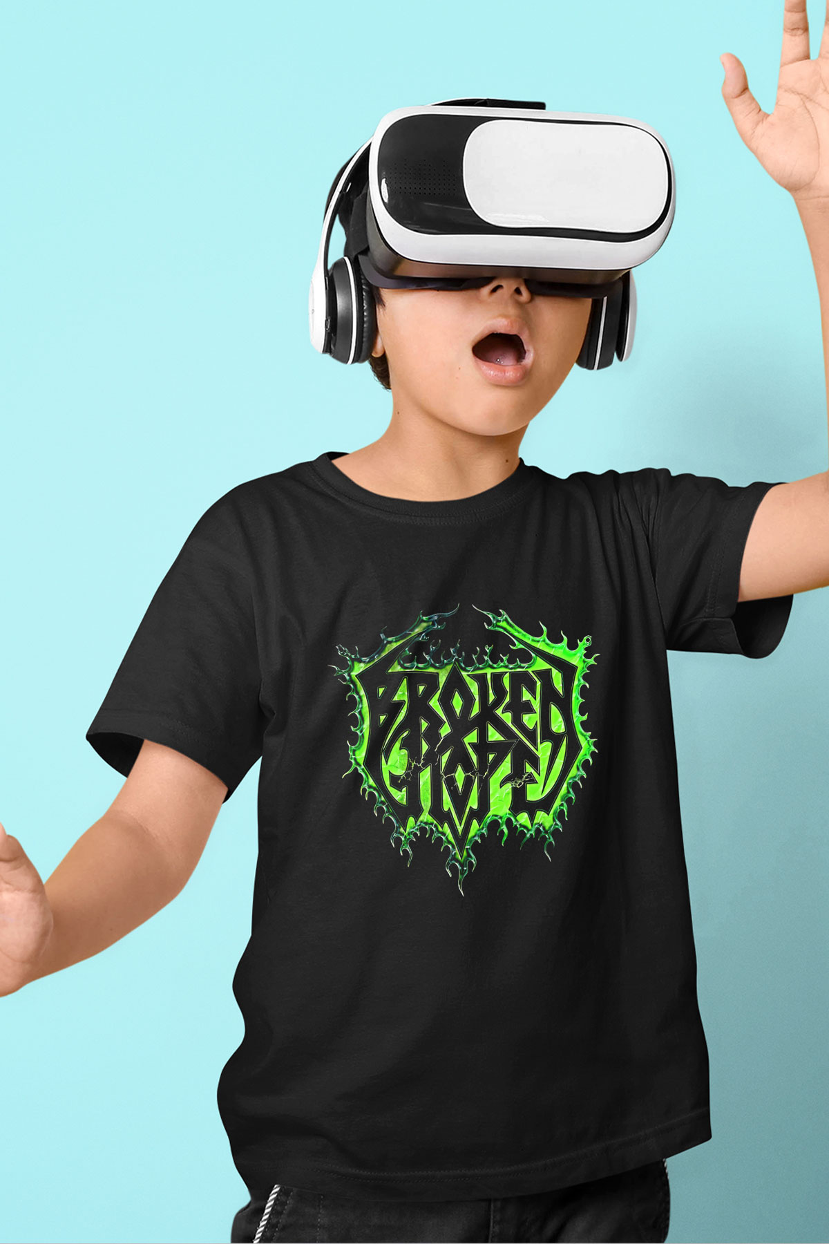 Broken Hope Baskılı Unisex Siyah Çocuk Tişört - Tshirt