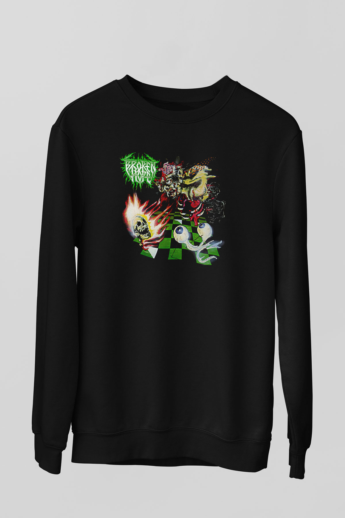 Broken Hope Baskılı Unisex Siyah Sweatshirt