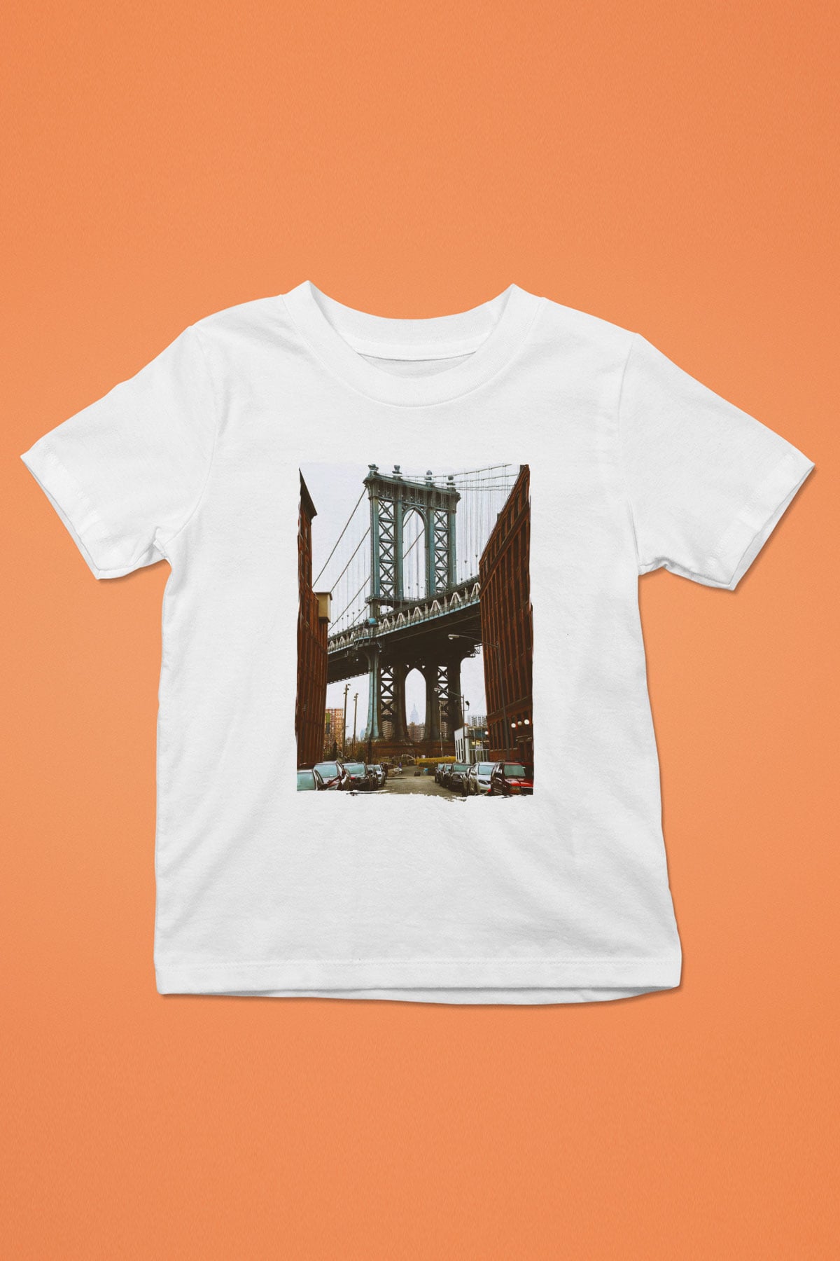 Brooklyn Köprüsü Beyaz Unisex Çocuk Tişört