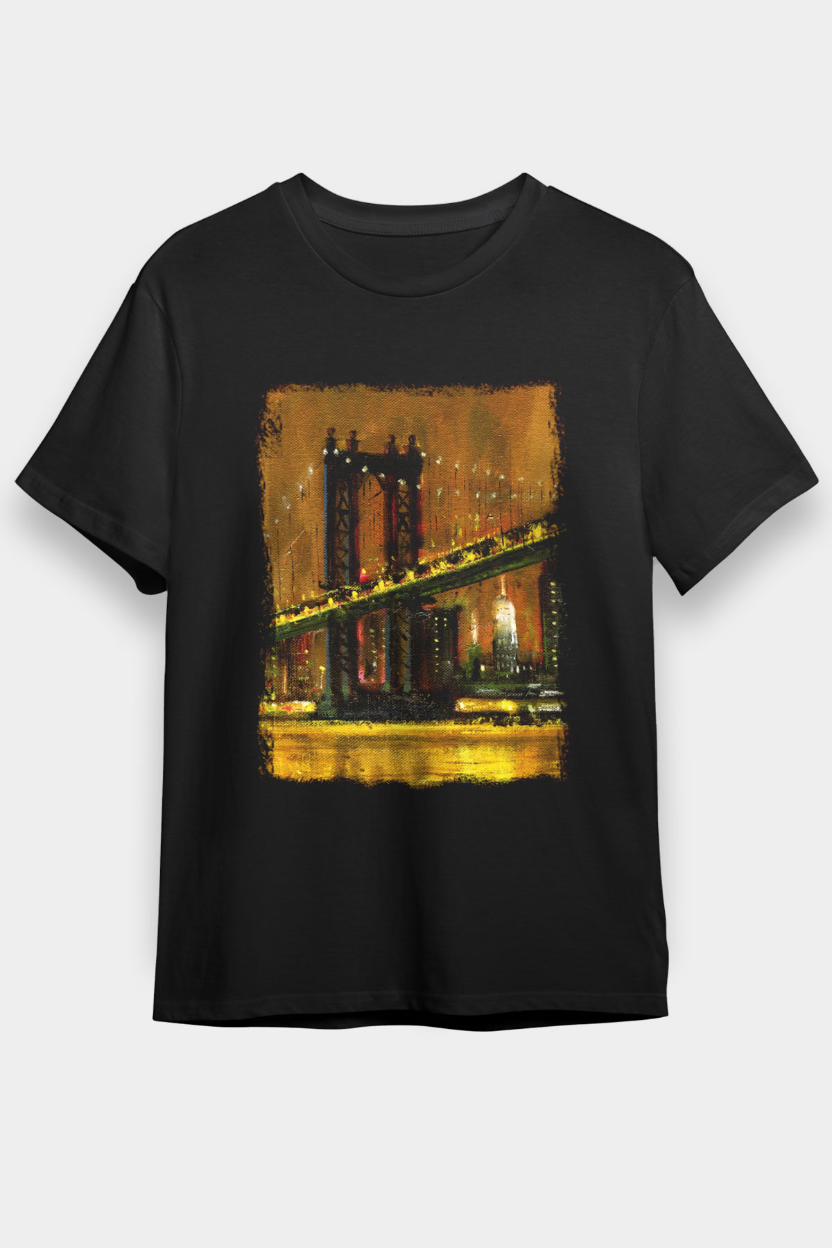 Brooklyn Köprüsü Siyah Unisex Tişört T-Shirt - TişörtFabrikası