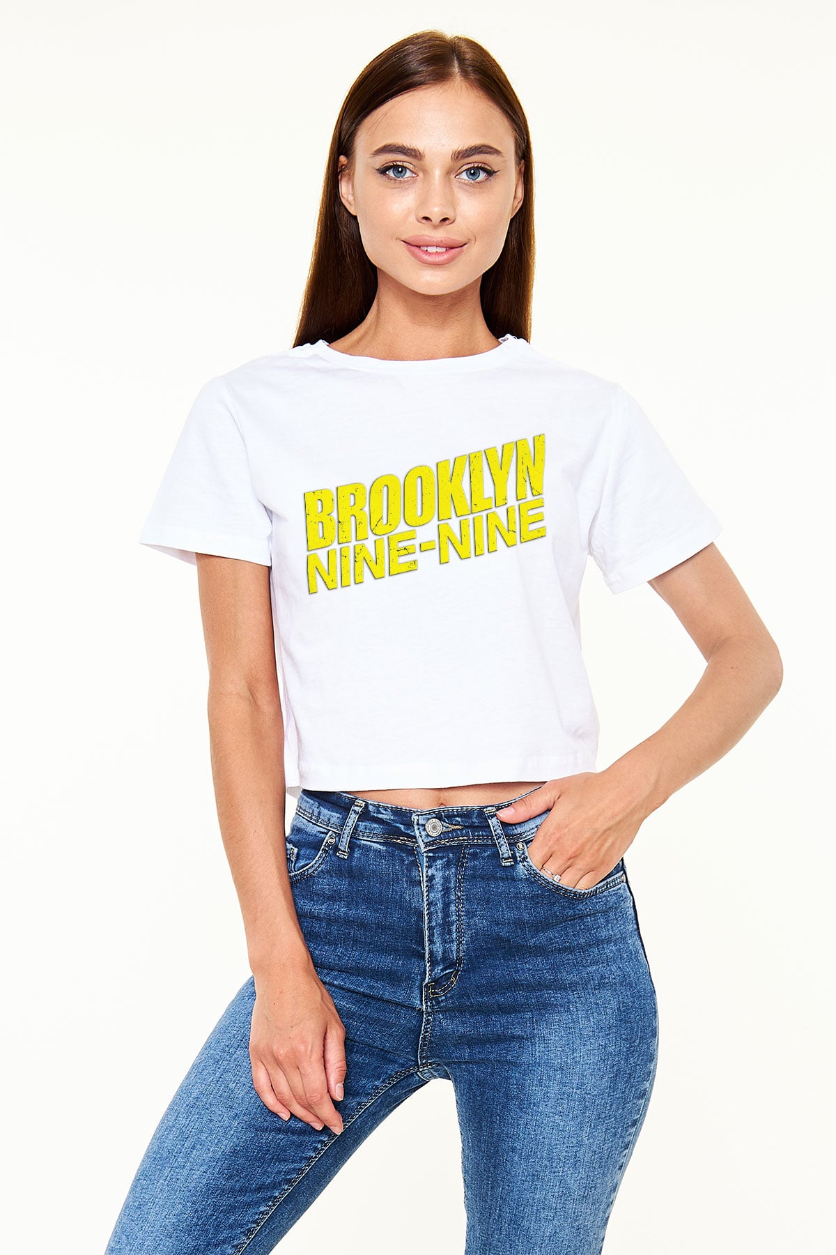 Brooklyn Nine-Nine Beyaz Croptop Tişört