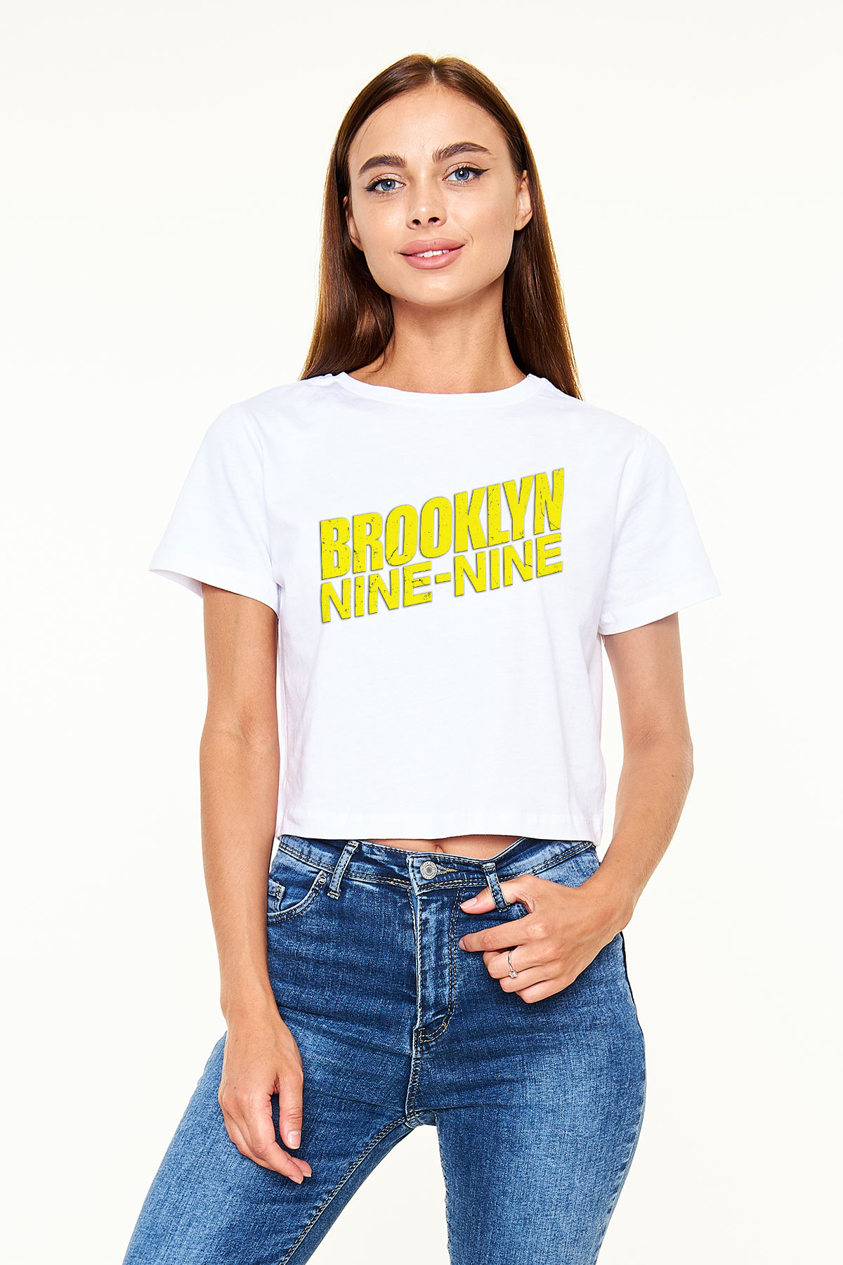 Brooklyn Nine-Nine Beyaz Croptop Tişört