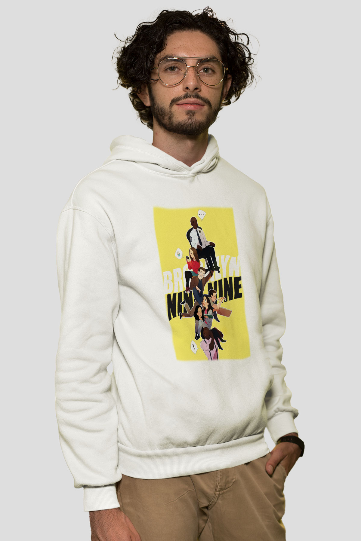 Brooklyn Nine-Nine Beyaz Unisex Kapşonlu Sweatshirt
