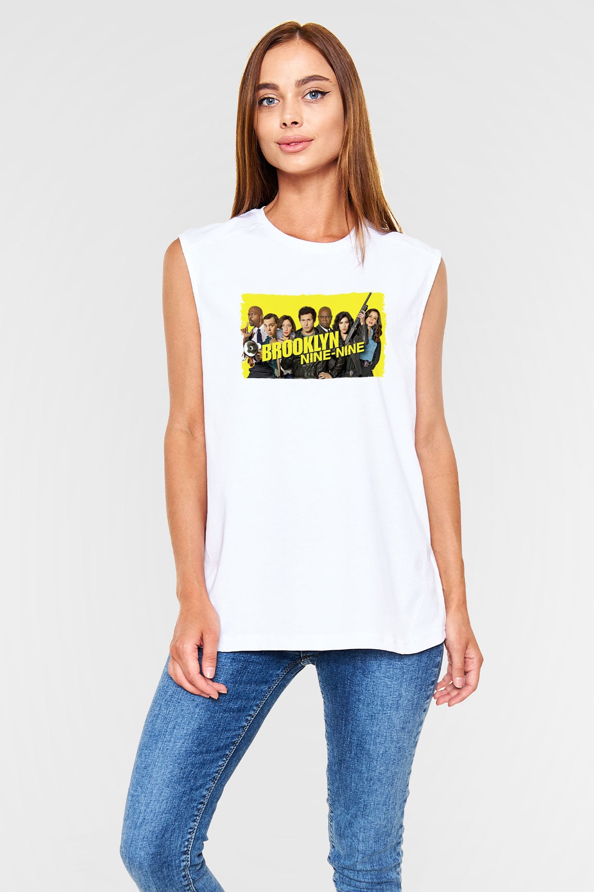 Brooklyn Nine-Nine Beyaz Unisex Kolsuz Tişört