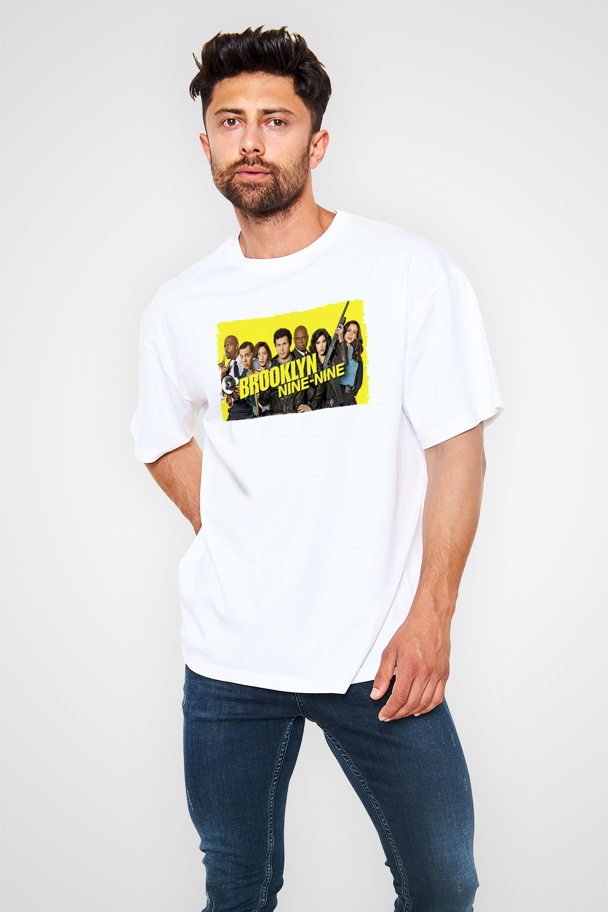 Brooklyn Nine-Nine Beyaz Oversize Tişört Oversize T-shirt