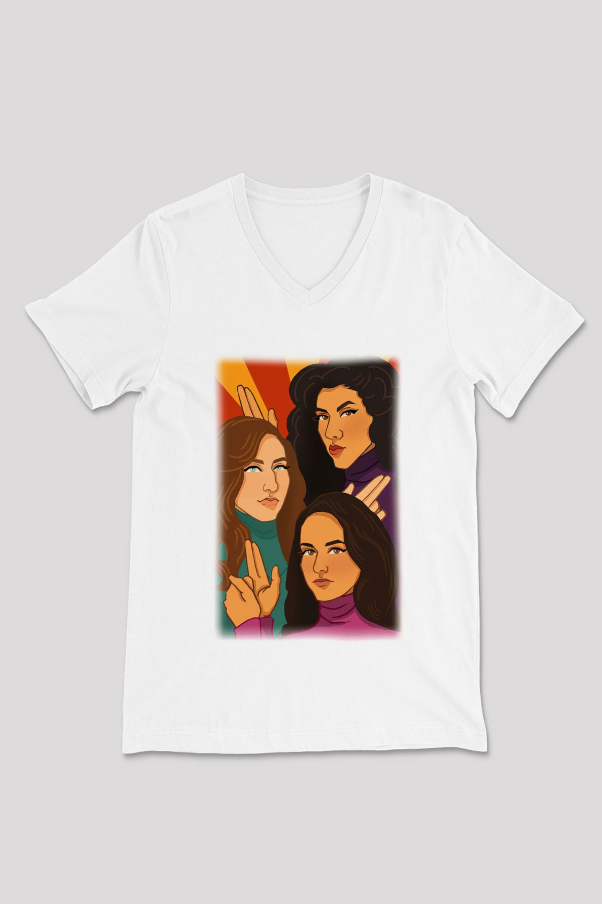 Brooklyn Nine-Nine Beyaz Unisex V Yaka Tişört T-Shirt