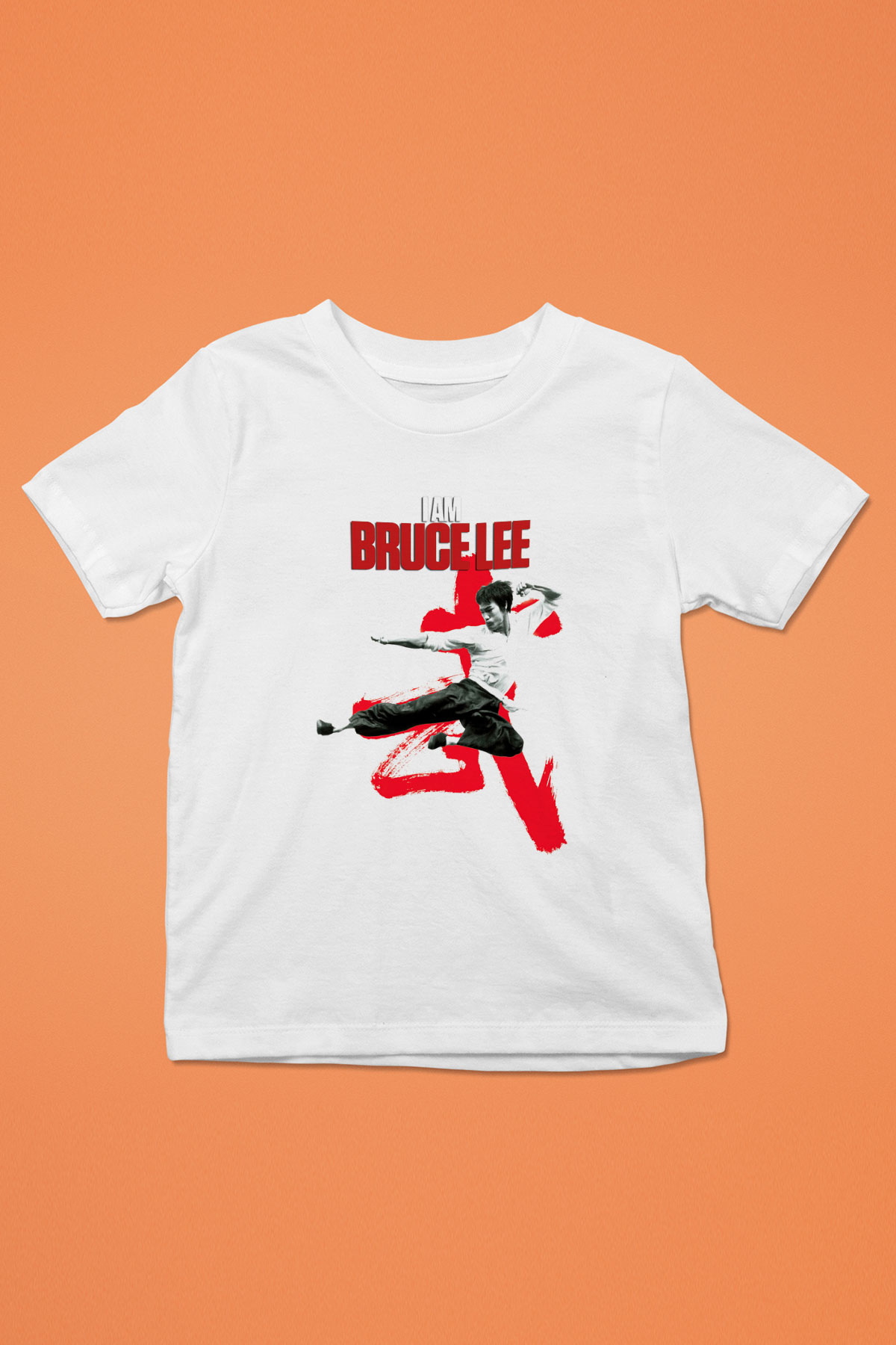 Bruce Lee Baskılı Beyaz Unisex Çocuk Tişört