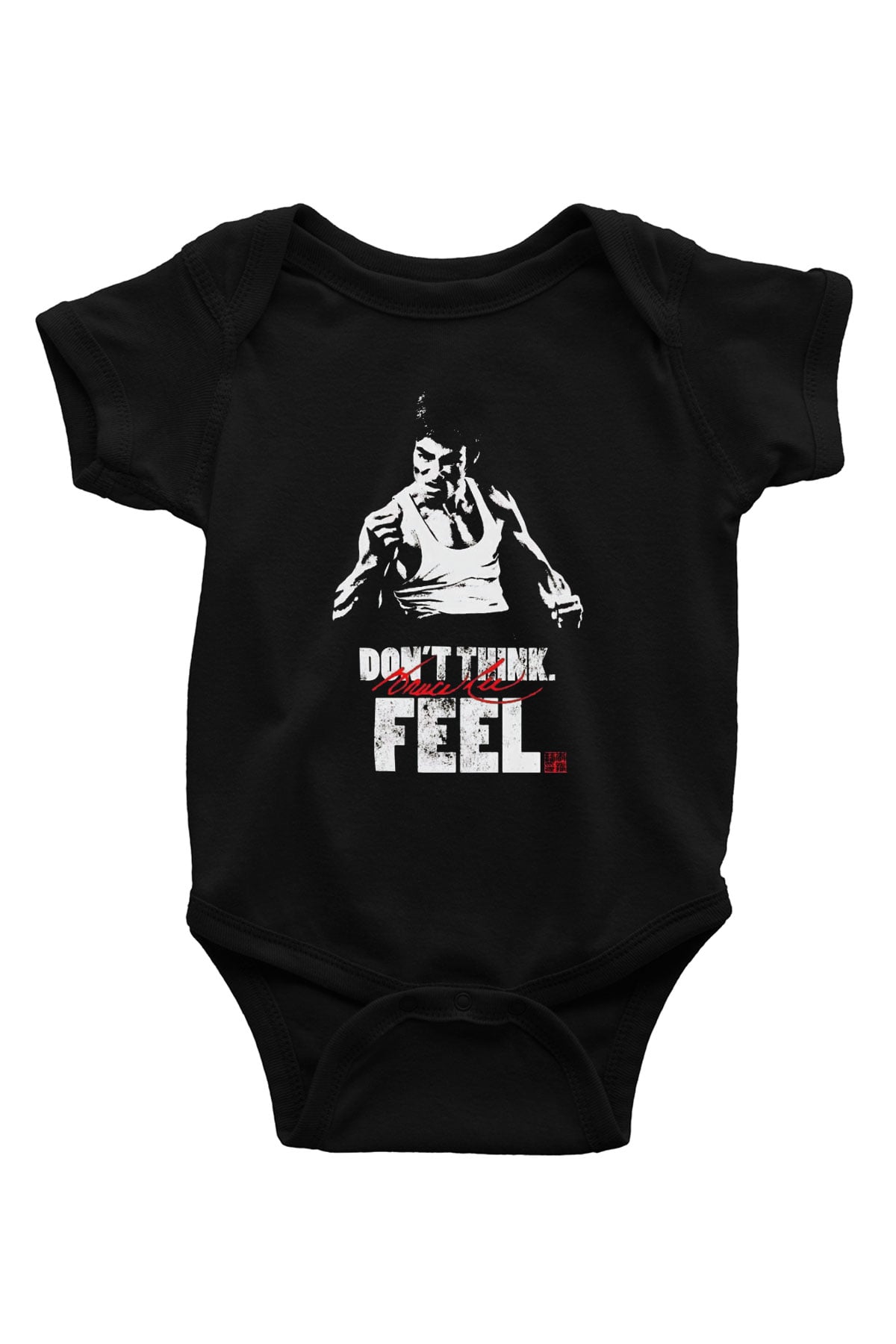 Bruce Lee Baskılı Siyah Bebek Body - Zıbın