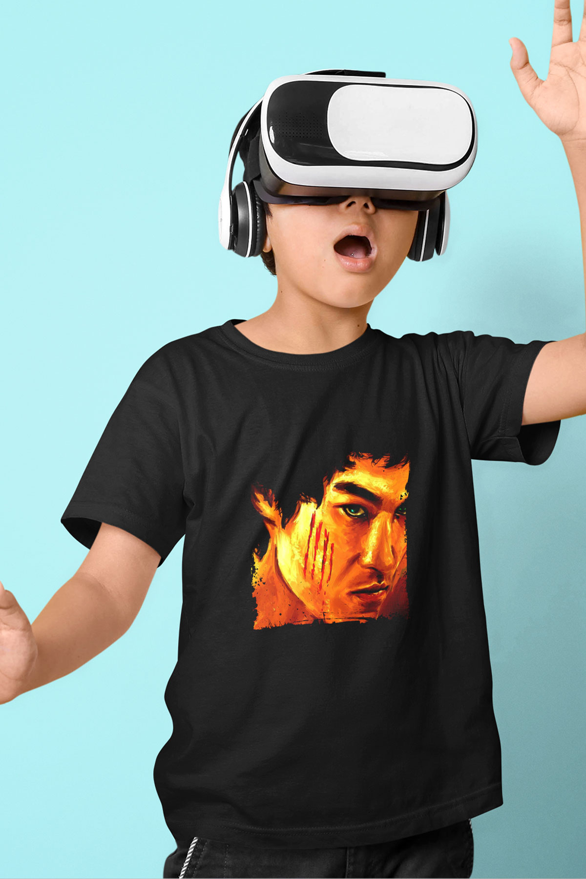 Bruce Lee Baskılı Unisex Siyah Çocuk Tişört