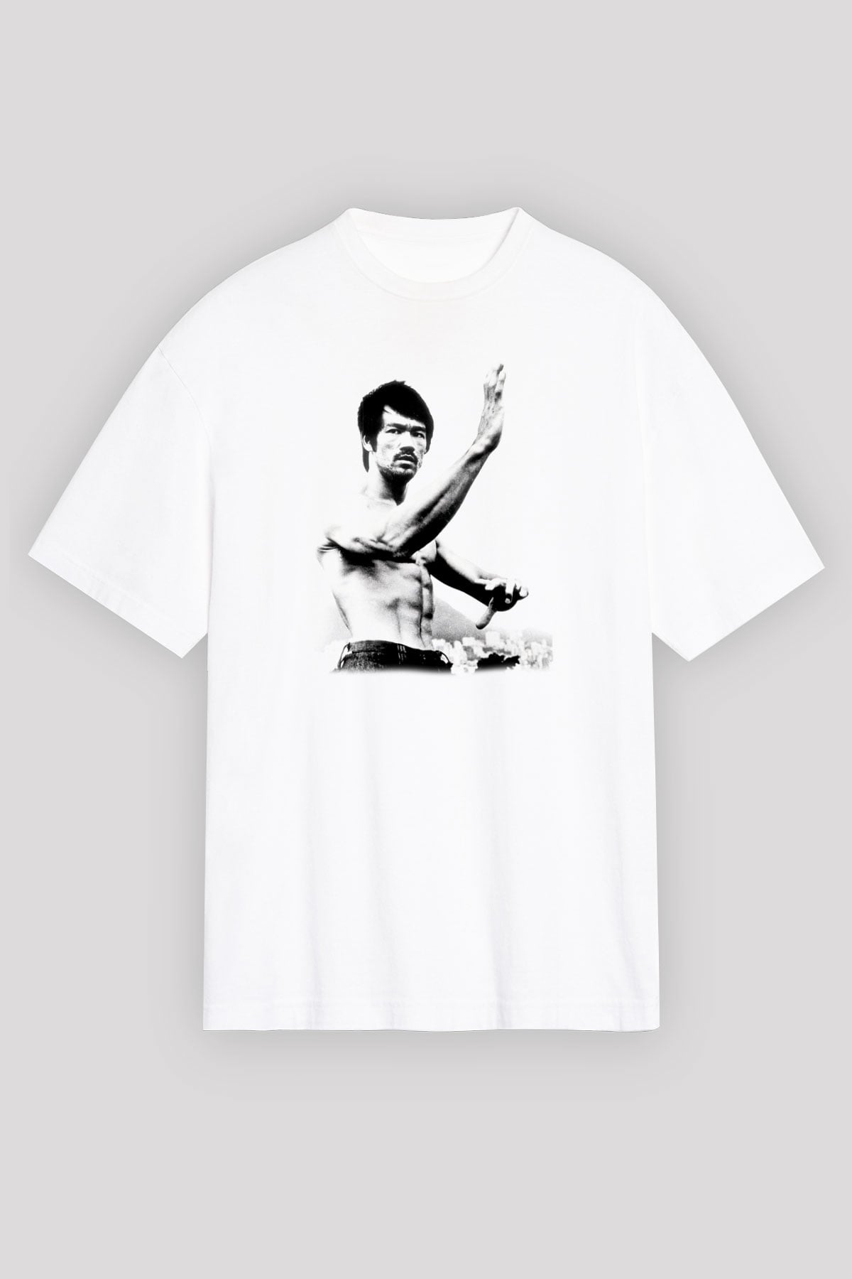 Bruce Lee Beyaz Oversize Tişört Oversize T-shirt - TişörtFabrikası