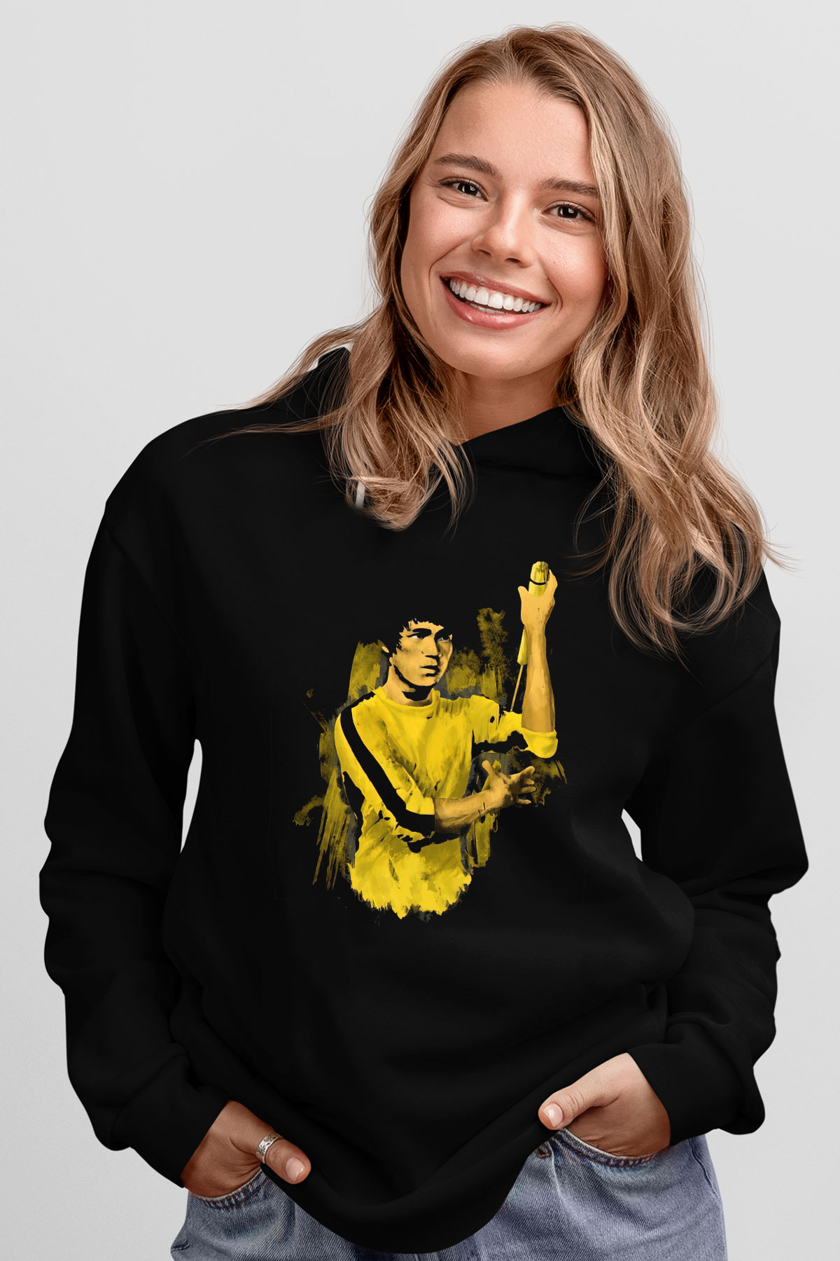 Bruce Lee Siyah Unisex Hoodie