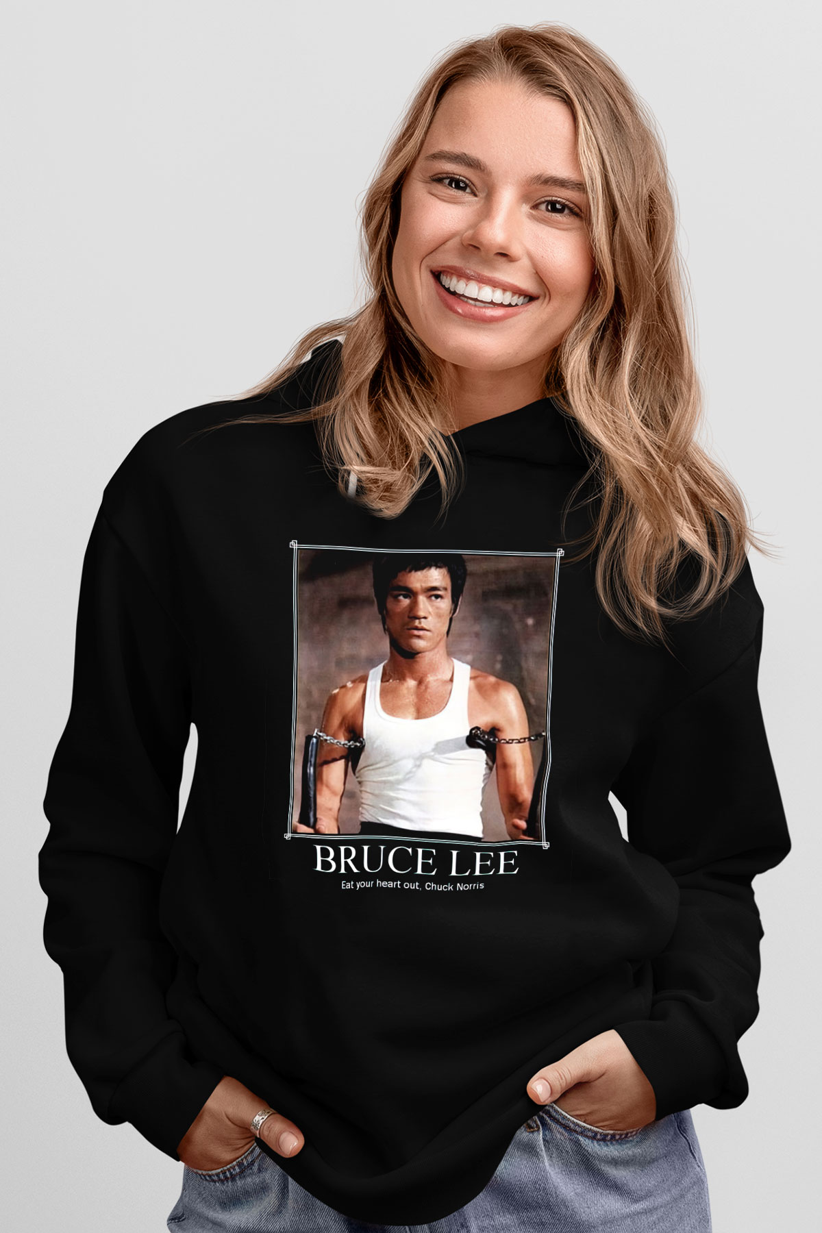 Bruce Lee Siyah Unisex Hoodie