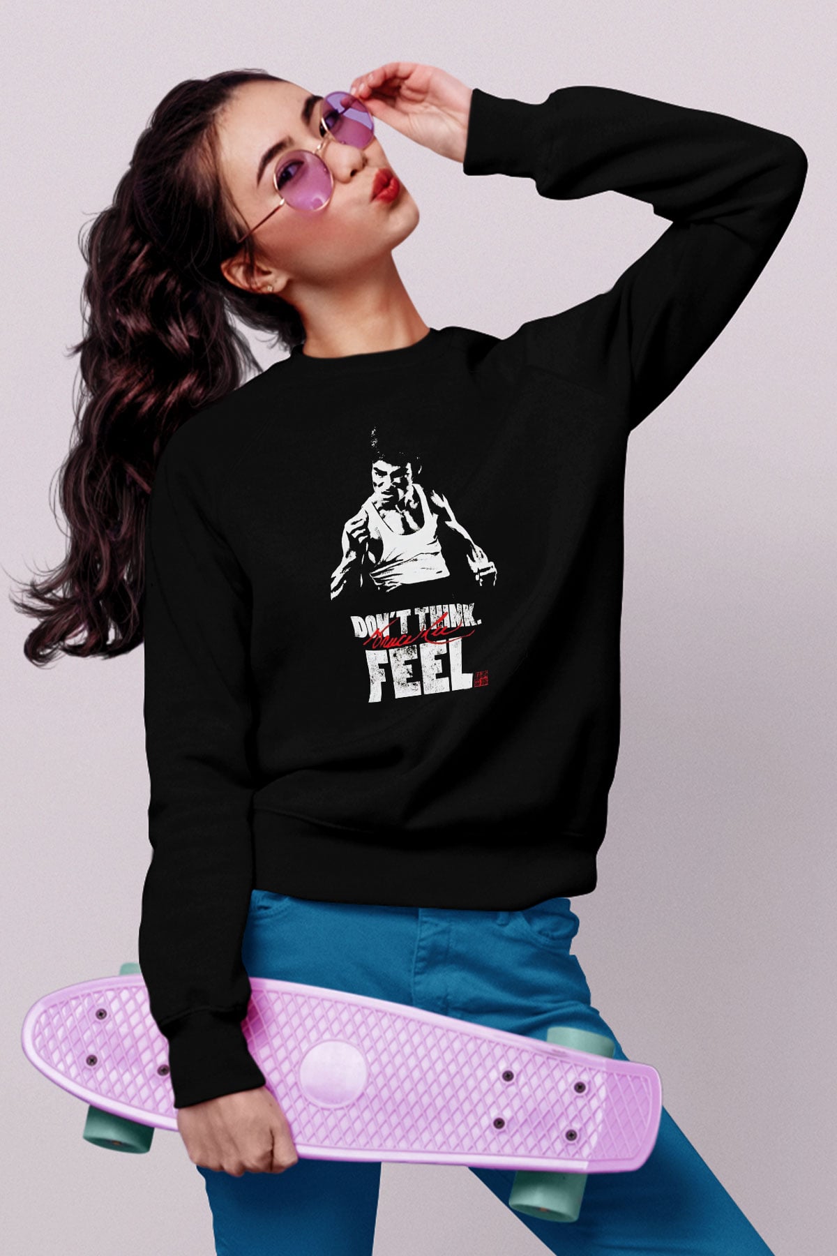 Bruce Lee Siyah Unisex Sweatshirt