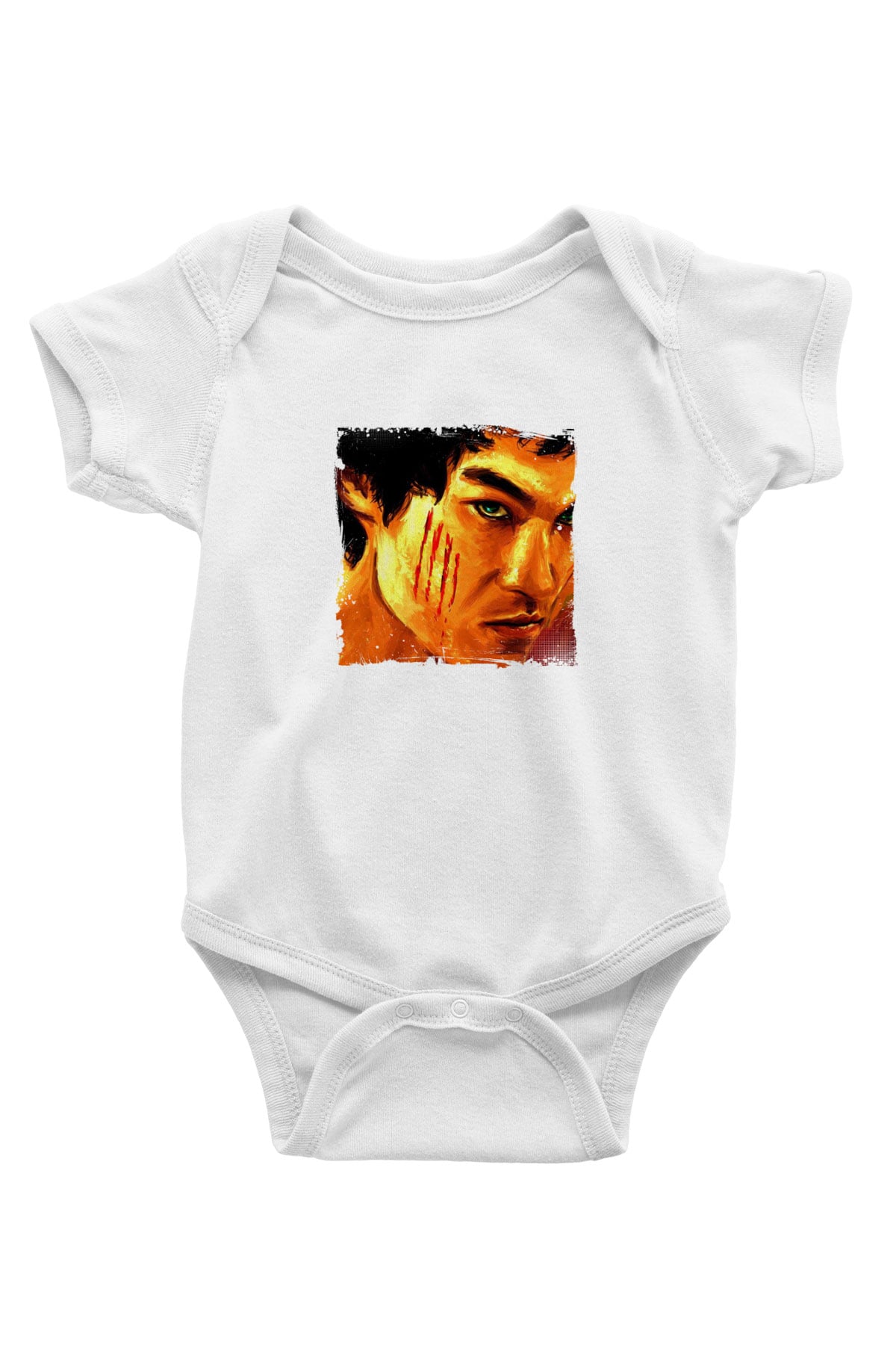 Bruce Lee Unisex Baskılı Beyaz Bebek Body - Zıbın