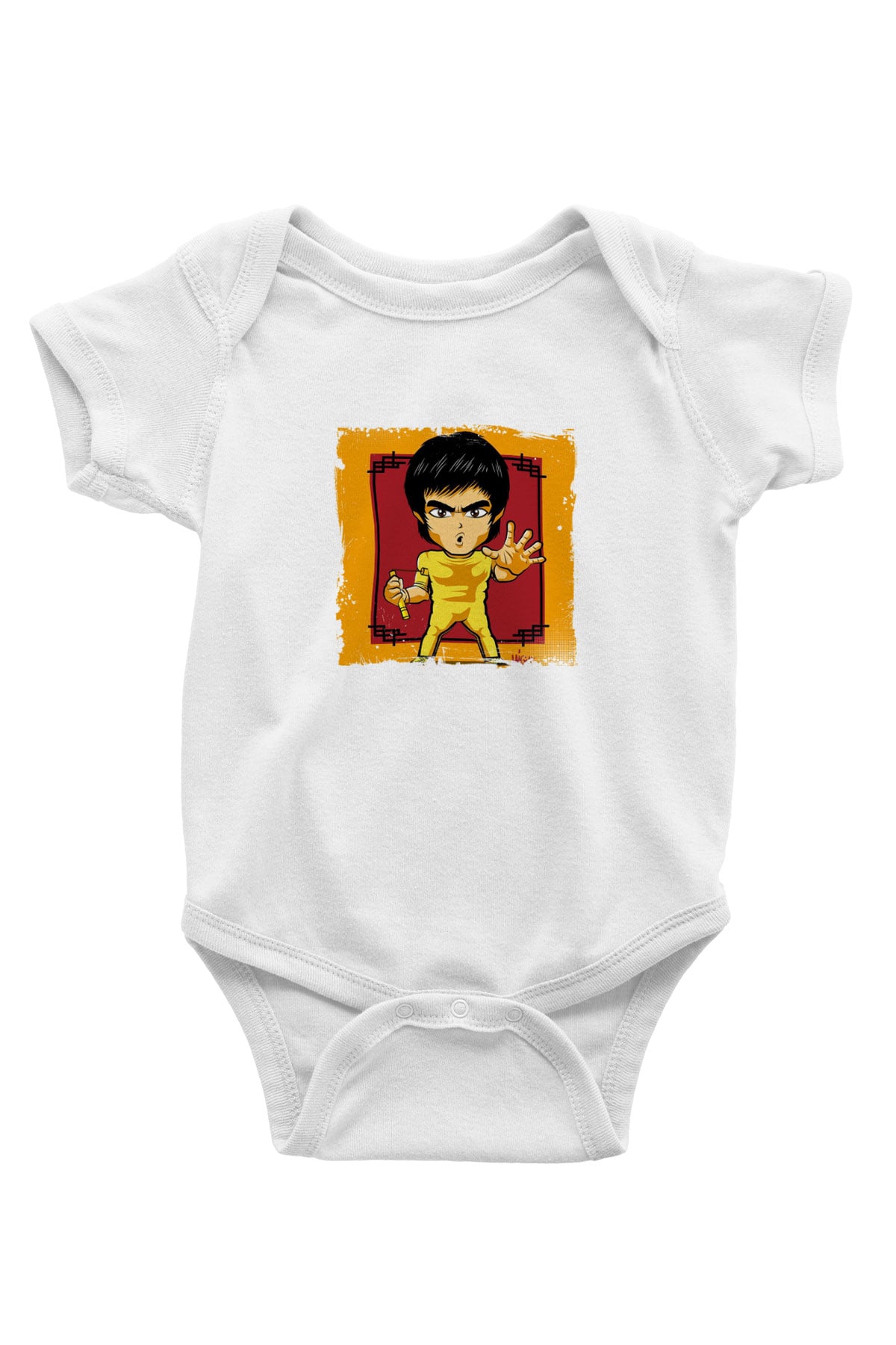 Bruce Lee Unisex Baskılı Beyaz Bebek Body - Zıbın
