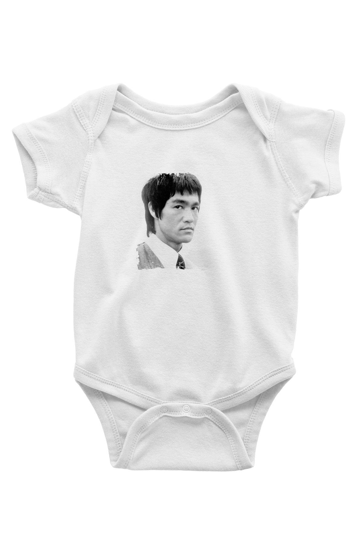 Bruce Lee Unisex Baskılı Beyaz Bebek Body - Zıbın