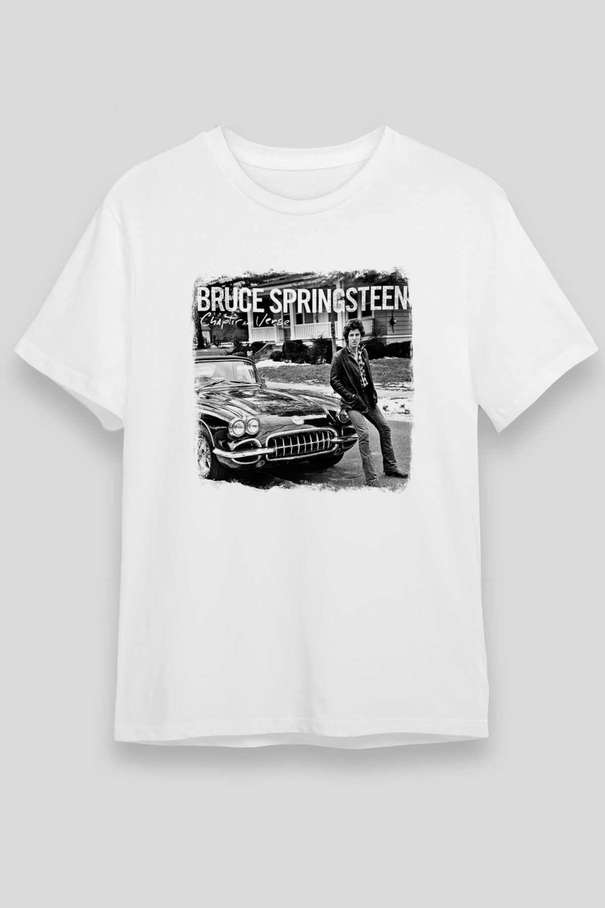 Bruce Springsteen Baskılı Unisex Beyaz Tişört