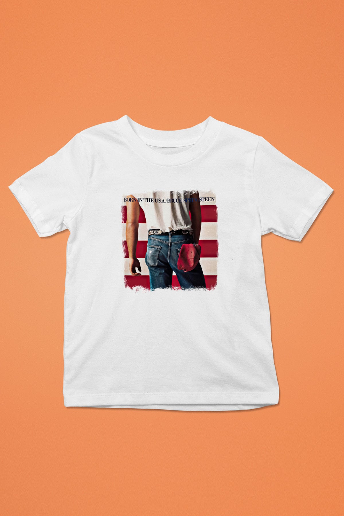 Bruce Springsteen Baskılı Unisex Beyaz Çocuk Tişört