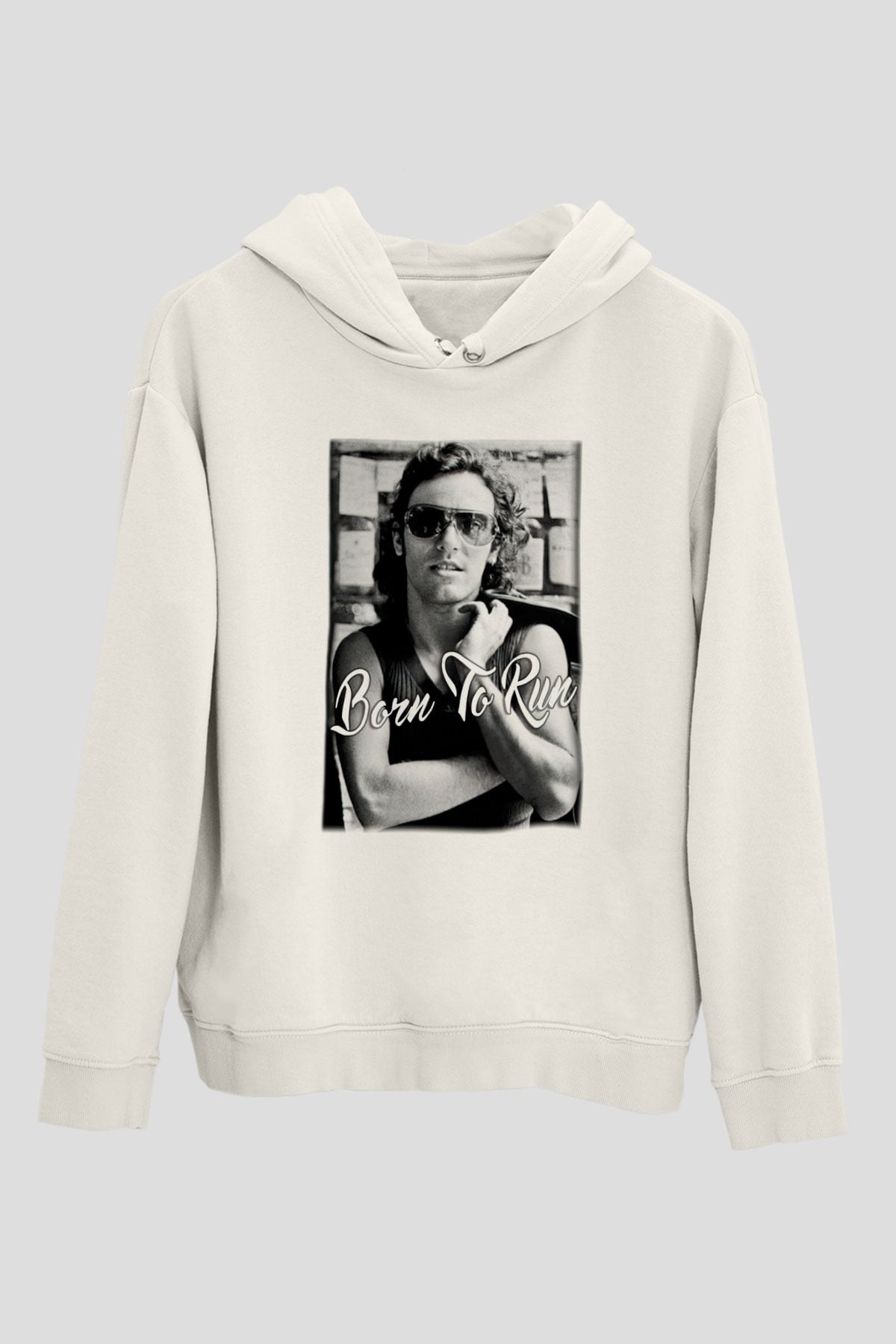 Bruce Springsteen Beyaz Unisex Kapşonlu Sweatshirt