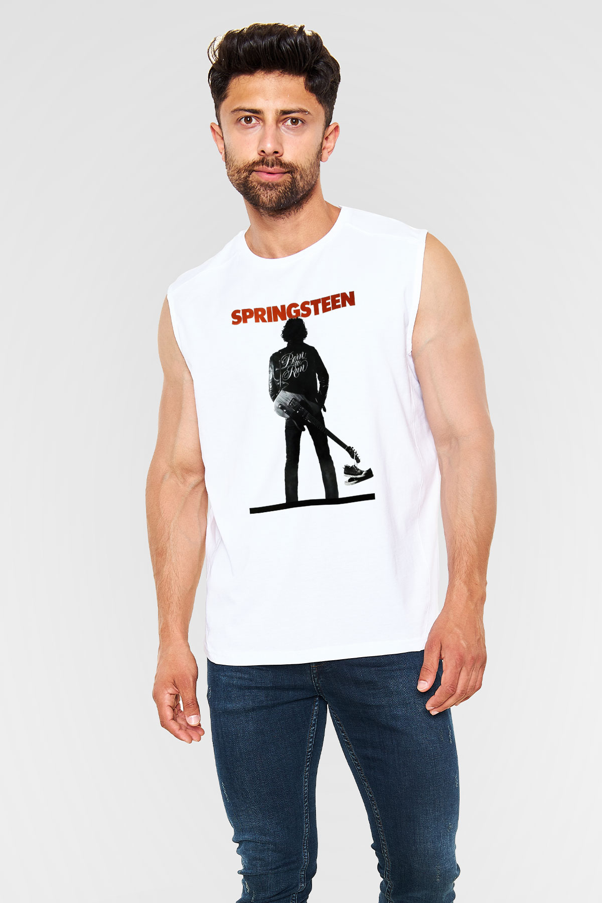 Bruce Springsteen Beyaz Unisex Kolsuz Tişört