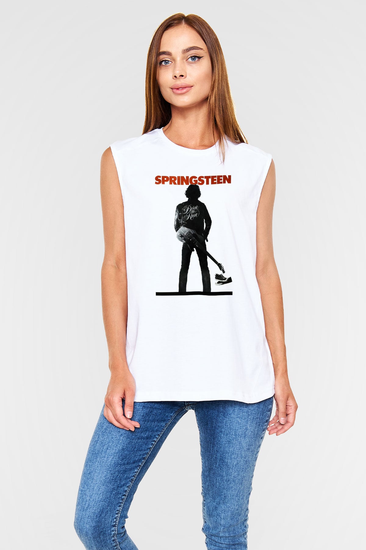 Bruce Springsteen Beyaz Unisex Kolsuz Tişört