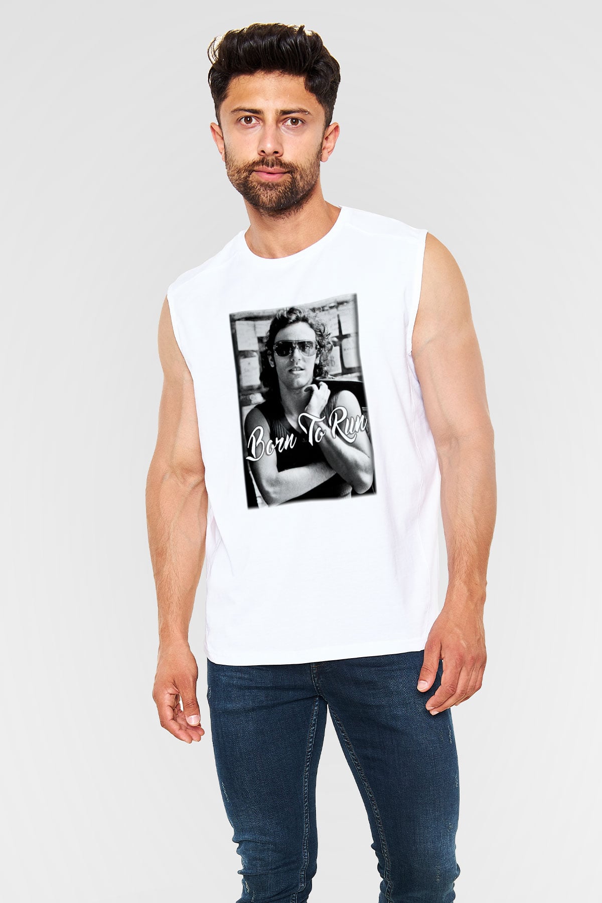 Bruce Springsteen Beyaz Unisex Kolsuz Tişört