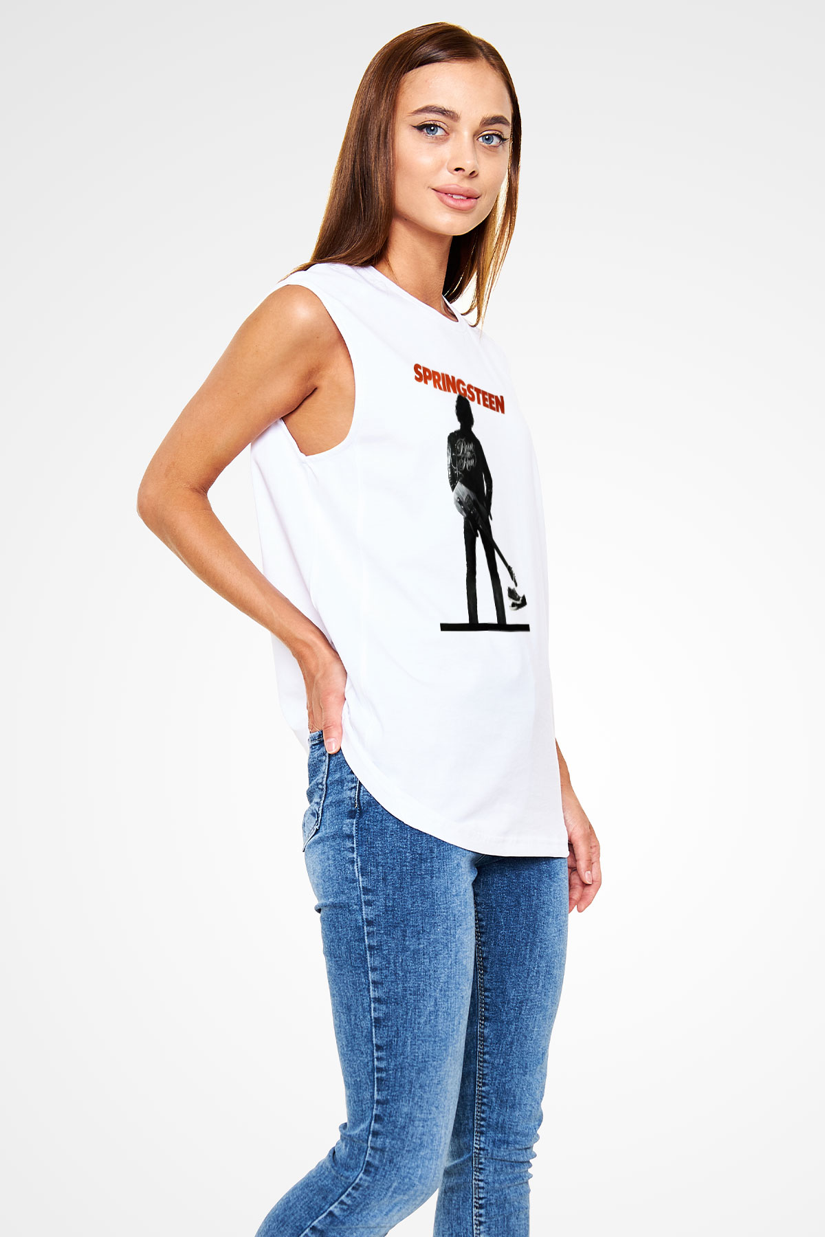 Bruce Springsteen Beyaz Unisex Kolsuz Tişört