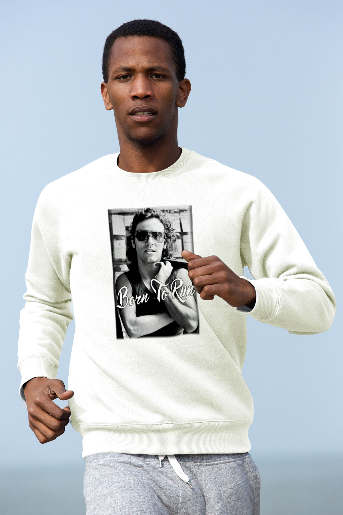 Bruce Springsteen Beyaz Unisex Sweatshirt