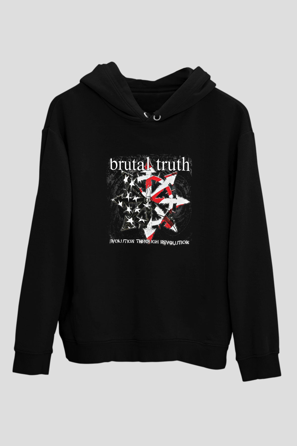 Brutal Truth Baskılı Unisex Siyah Hoodie