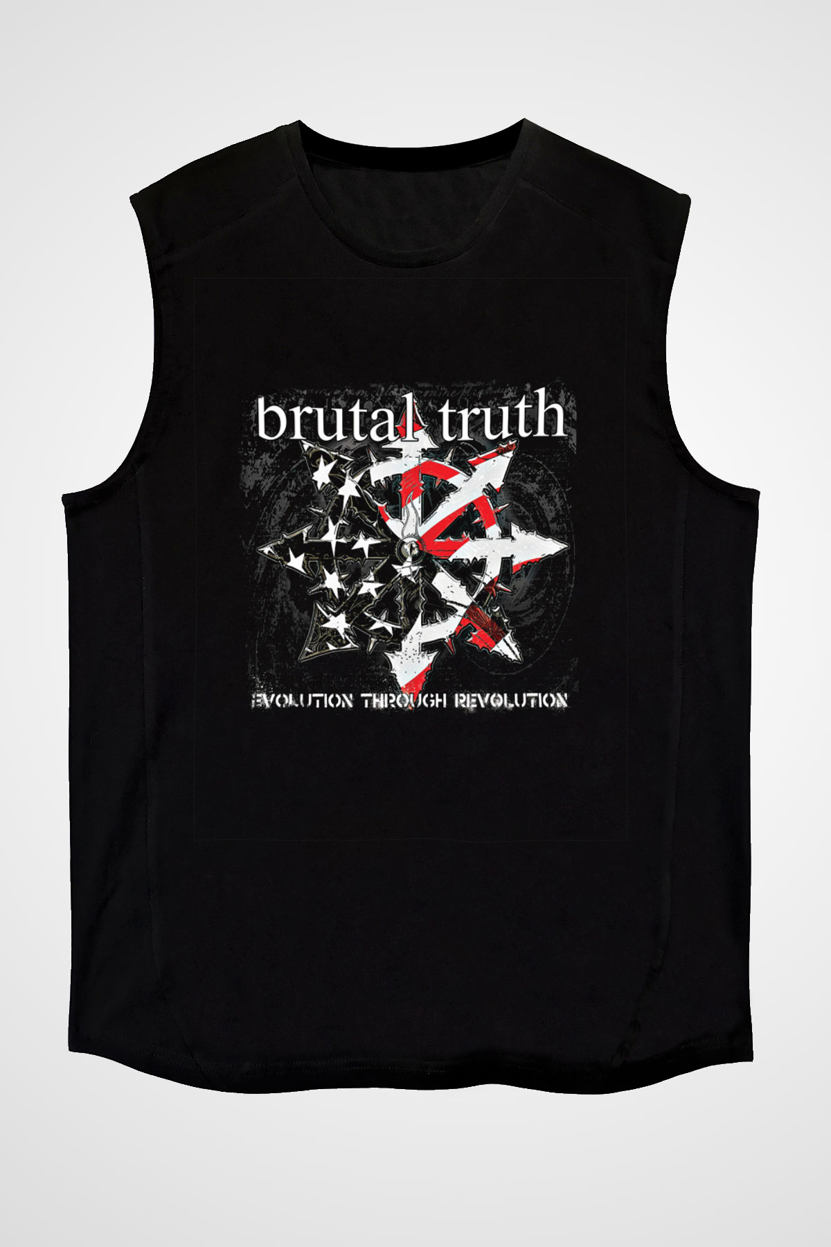 Brutal Truth Baskılı Unisex Siyah Kolsuz Tişört