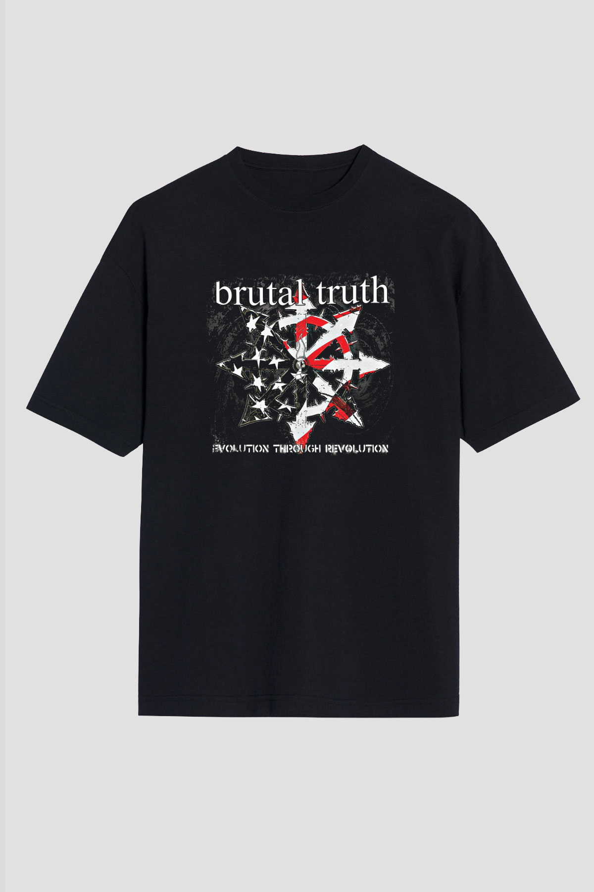 Brutal Truth Baskılı Unisex Siyah Oversize Tişört