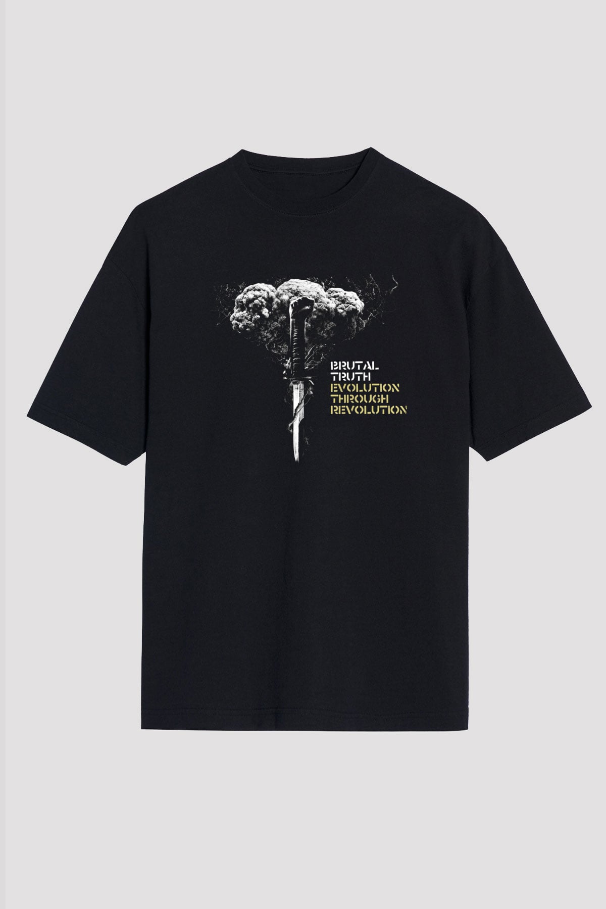 Brutal Truth Baskılı Unisex Siyah Oversize Tişört