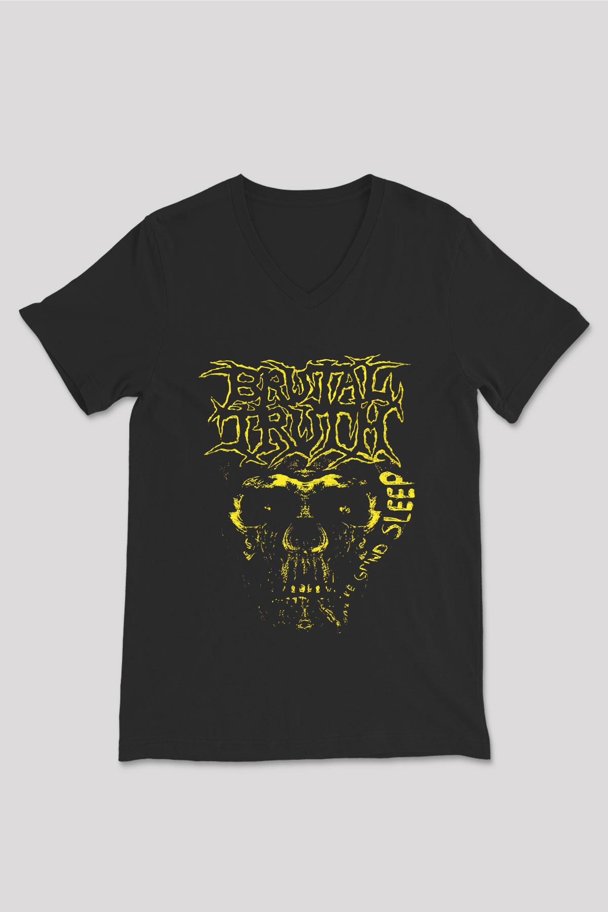 Brutal Truth Siyah Unisex V Yaka Tişört