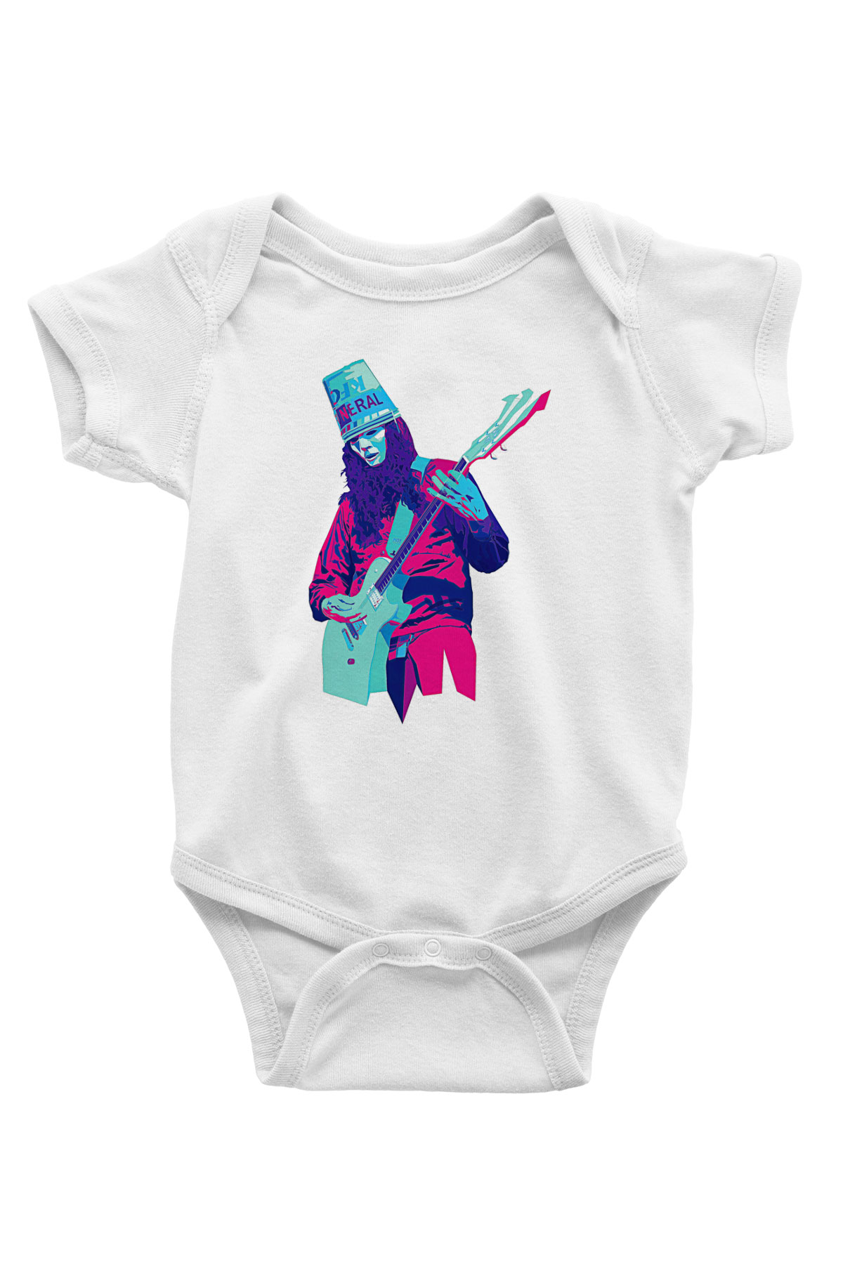 Buckethead Baskılı Beyaz Unisex Bebek Body - Zıbın