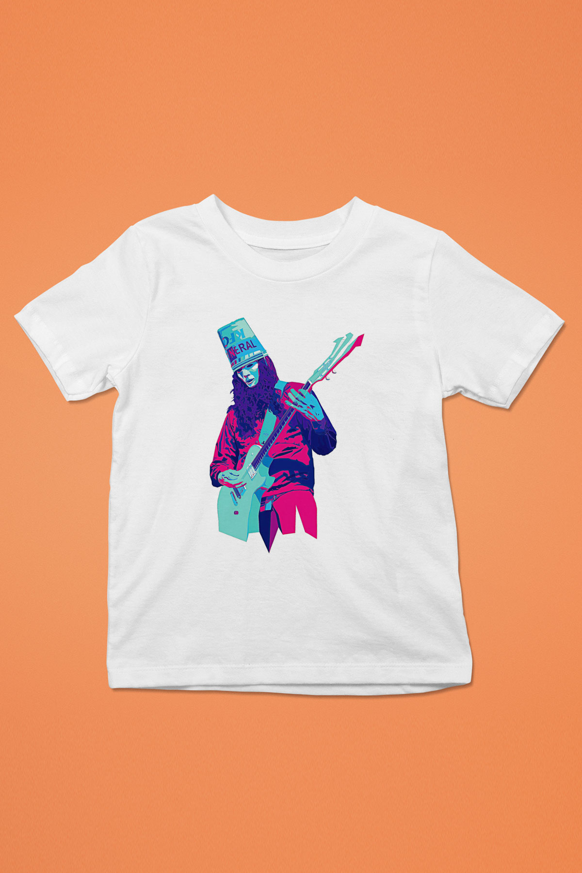 Buckethead Baskılı Beyaz Unisex Beyaz Çocuk Tişört - Tshirt