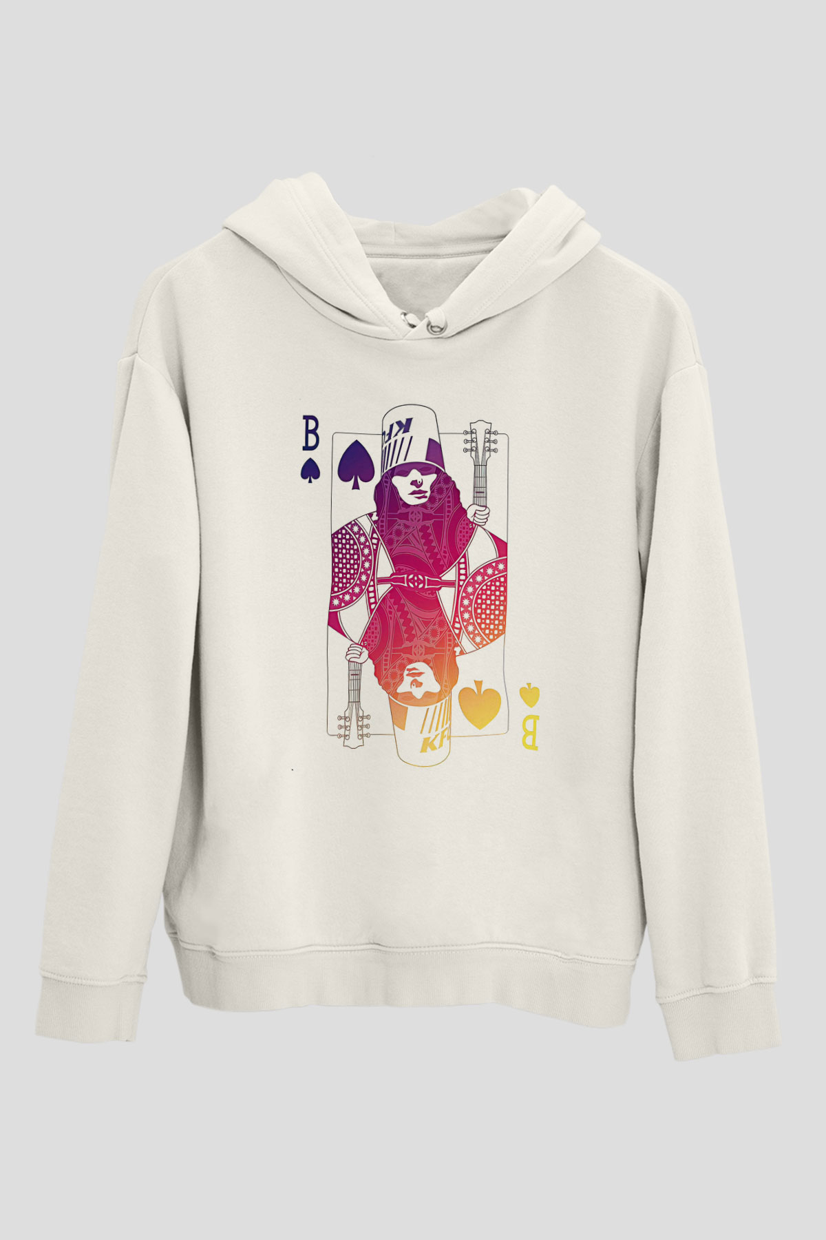 Buckethead Baskılı Beyaz Unisex Kapüşonlu Sweatshirt