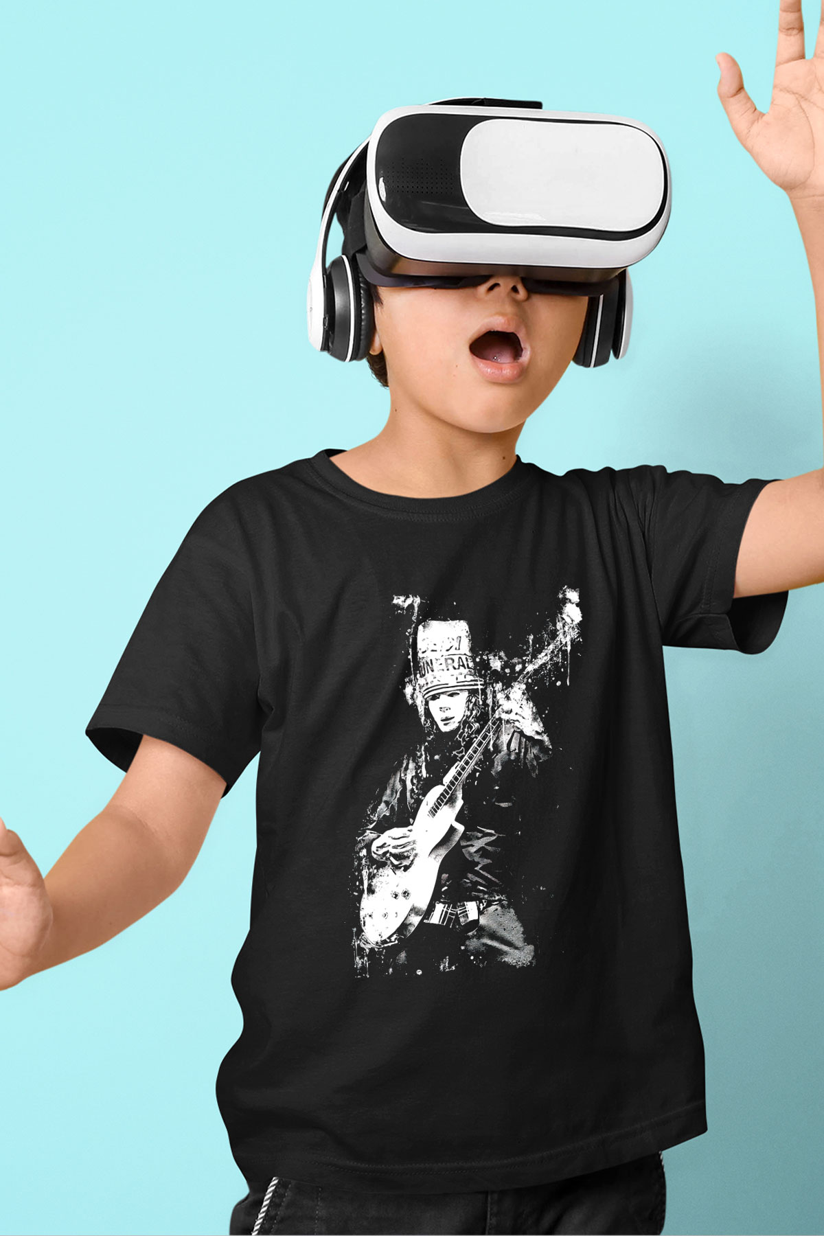 Buckethead Baskılı Unisex Siyah Çocuk Tişört - Tshirt