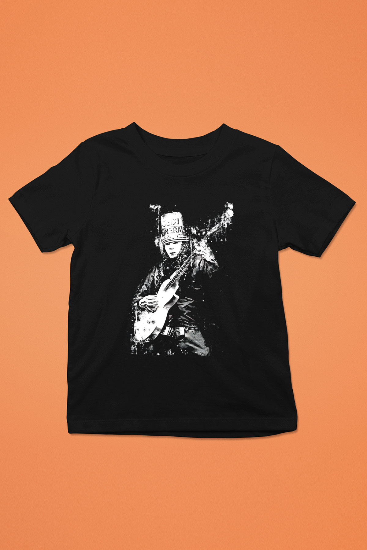 Buckethead Baskılı Unisex Siyah Çocuk Tişört - Tshirt