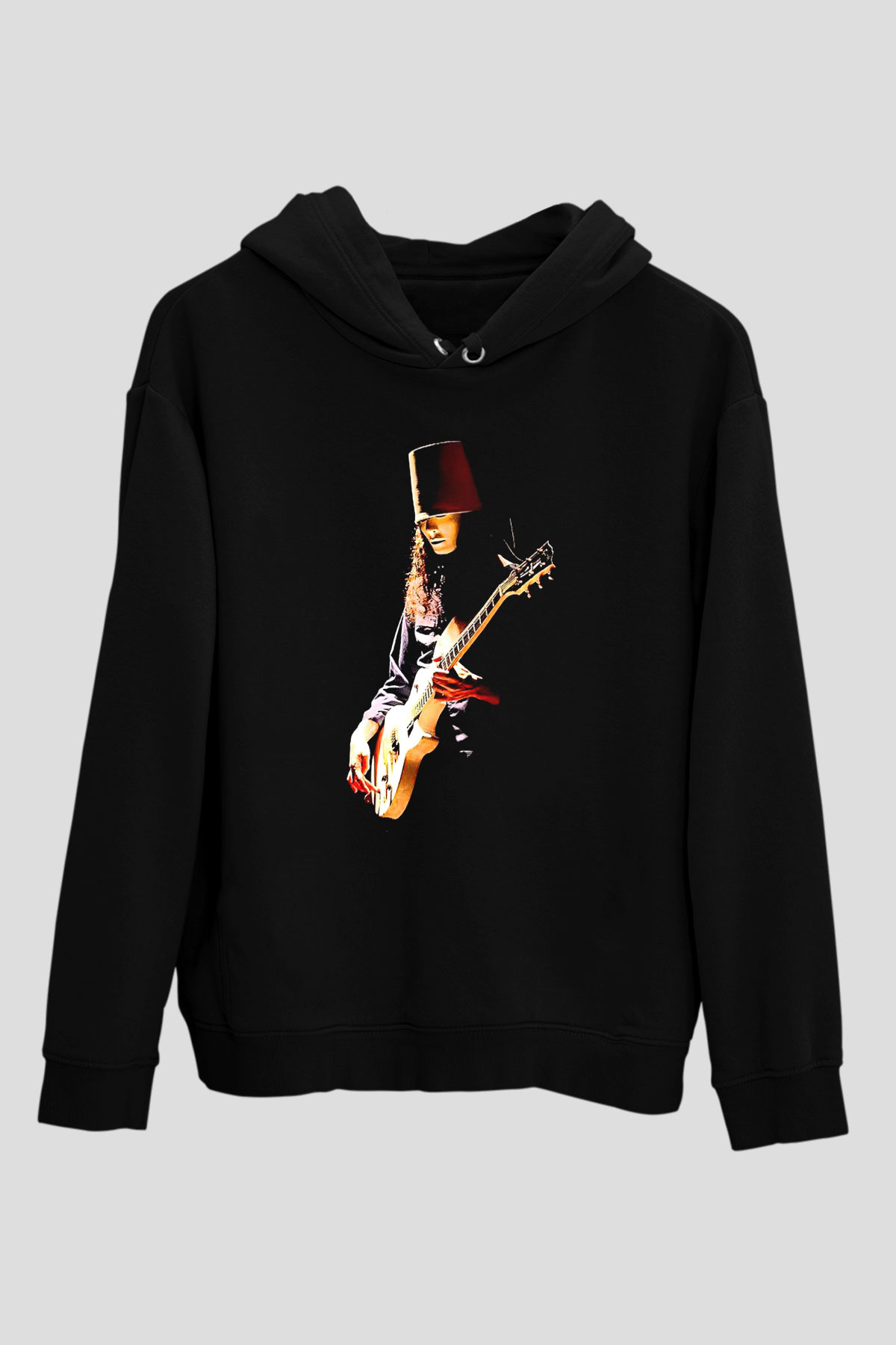 Buckethead Baskılı Unisex Siyah Kapüşonlu Sweatshirt