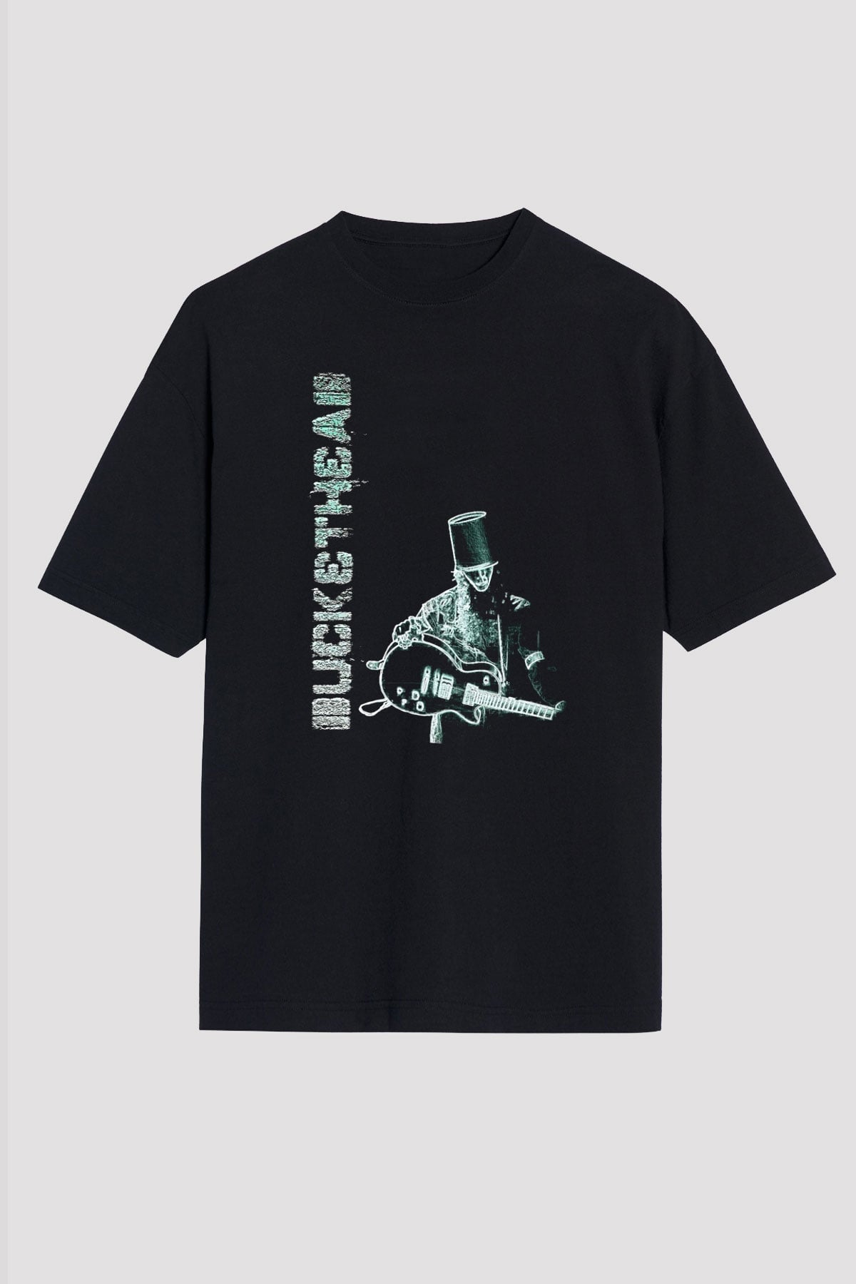 Buckethead Baskılı Unisex Siyah Oversize Tişört - Tshirt