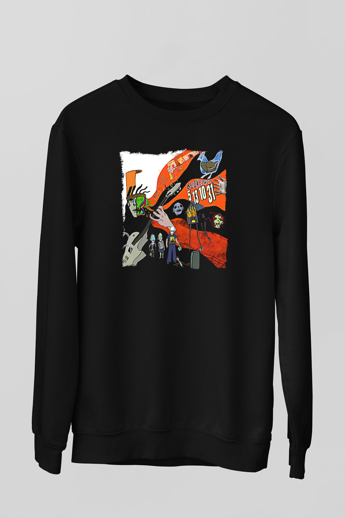 Buckethead Baskılı Unisex Siyah Sweatshirt