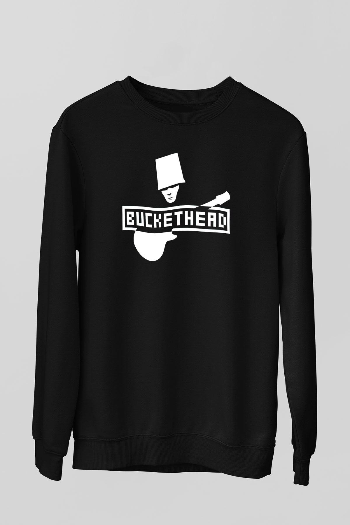 Buckethead Baskılı Unisex Siyah Sweatshirt
