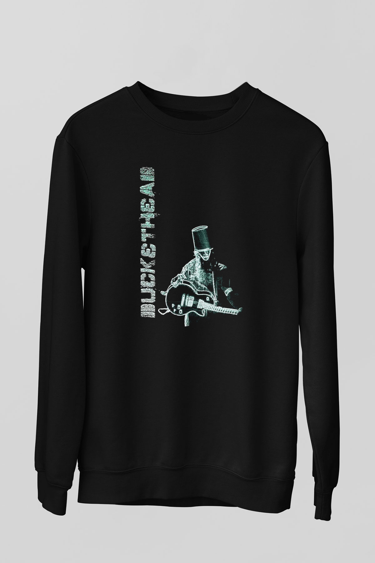 Buckethead Baskılı Unisex Siyah Sweatshirt