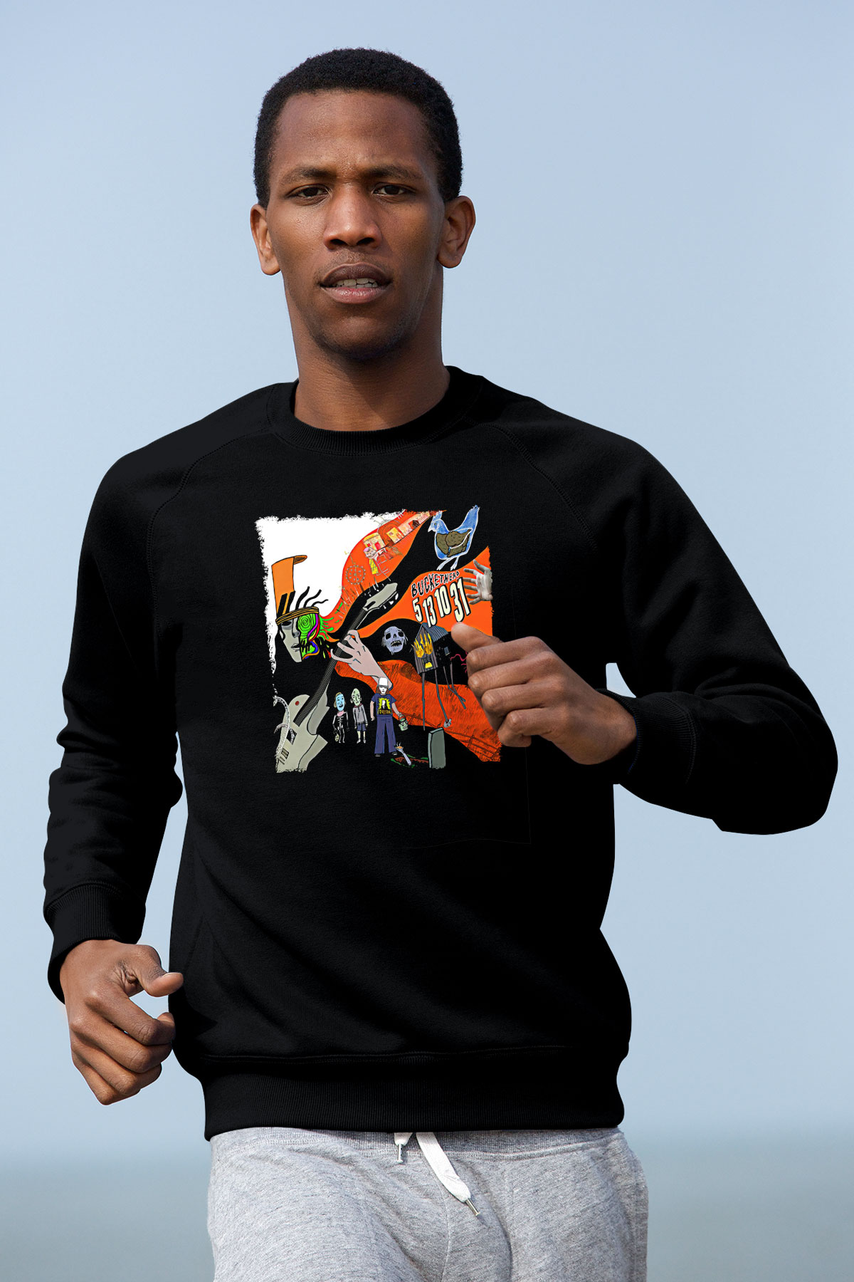 Buckethead Baskılı Unisex Siyah Sweatshirt
