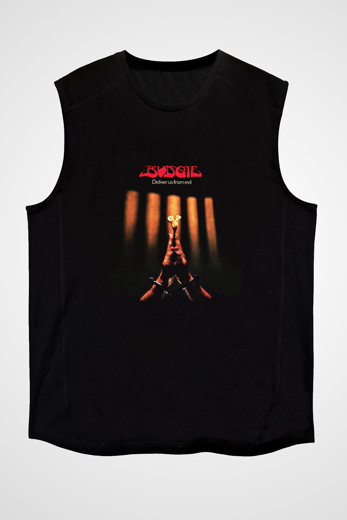 Budgie Baskılı Unisex Siyah Kolsuz Tişört