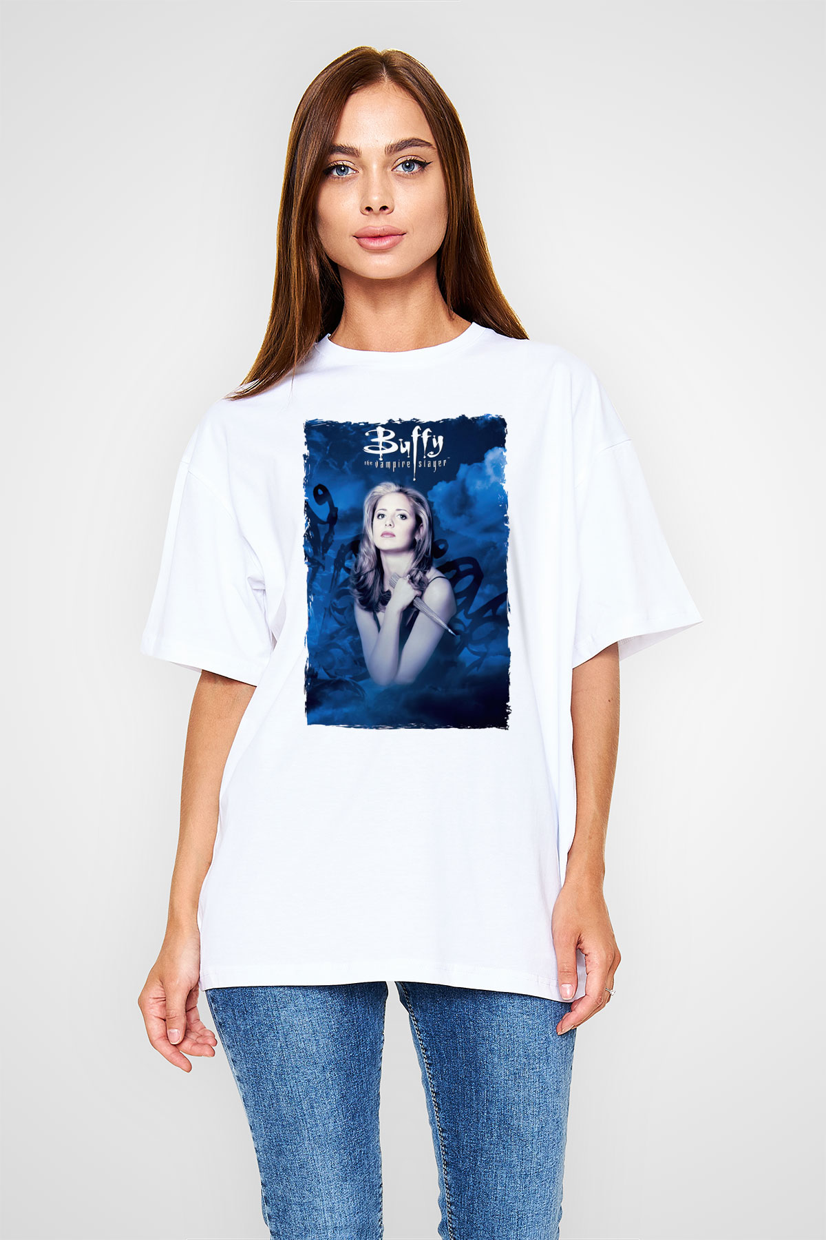 Buffy the Vampire Slayer Beyaz Oversize Tişört Oversize T-shirt